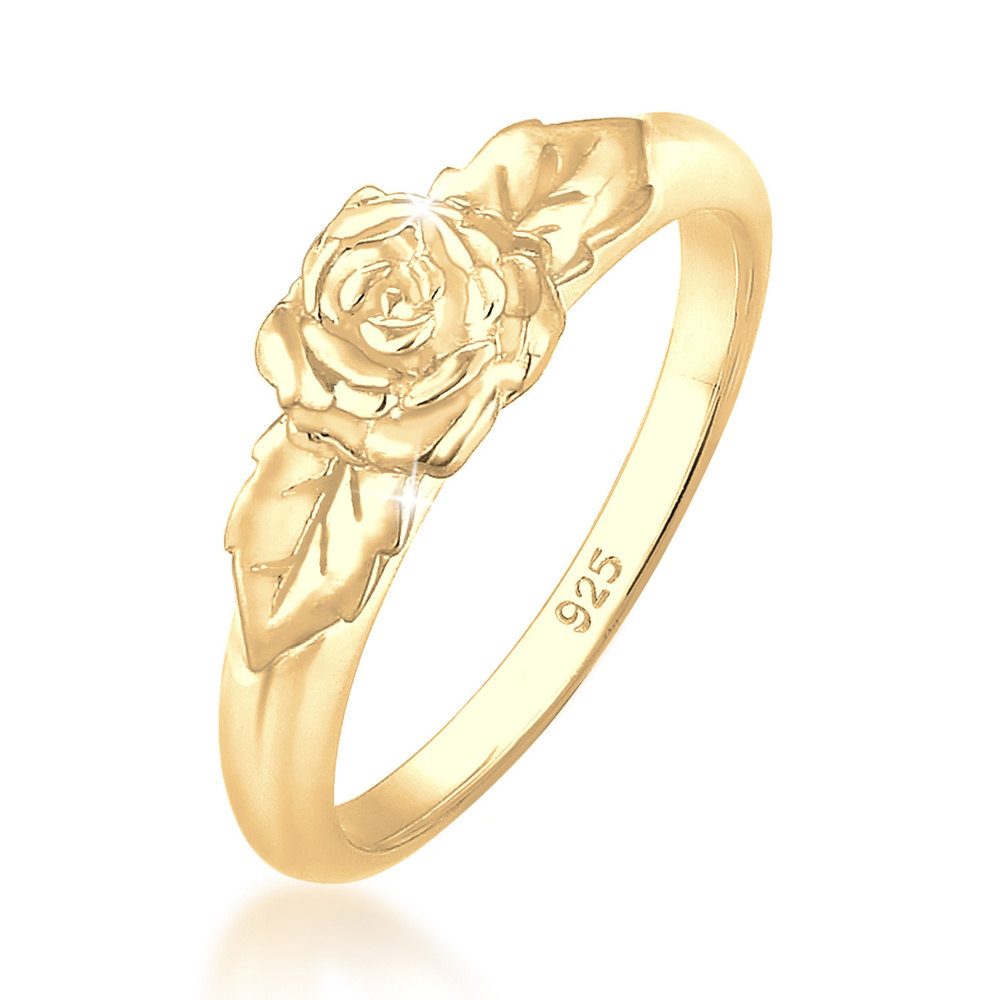 Elli Elli Bague Femmes Bande Roses Symbole Floral Vintage Look en Argent Sterling 925 Bague