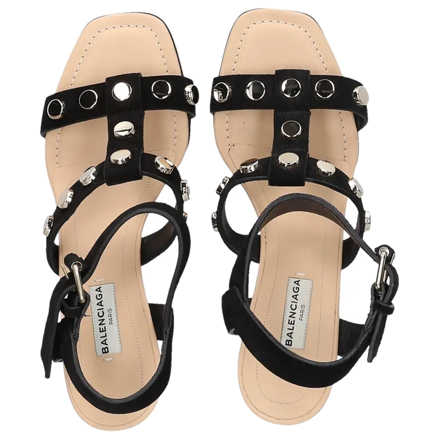 Balenciaga - Sandalen Amp mit Keilabsatz Leder schwarz Nieten - schwarz