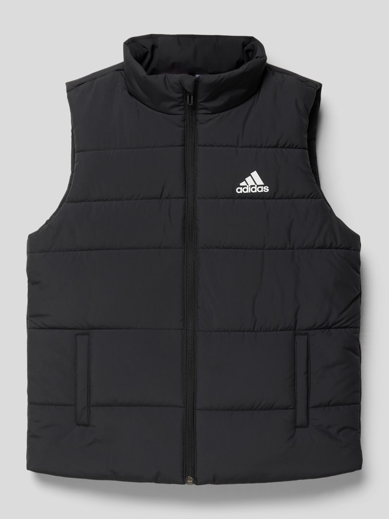 Steppweste mit Label-Print in schwarz