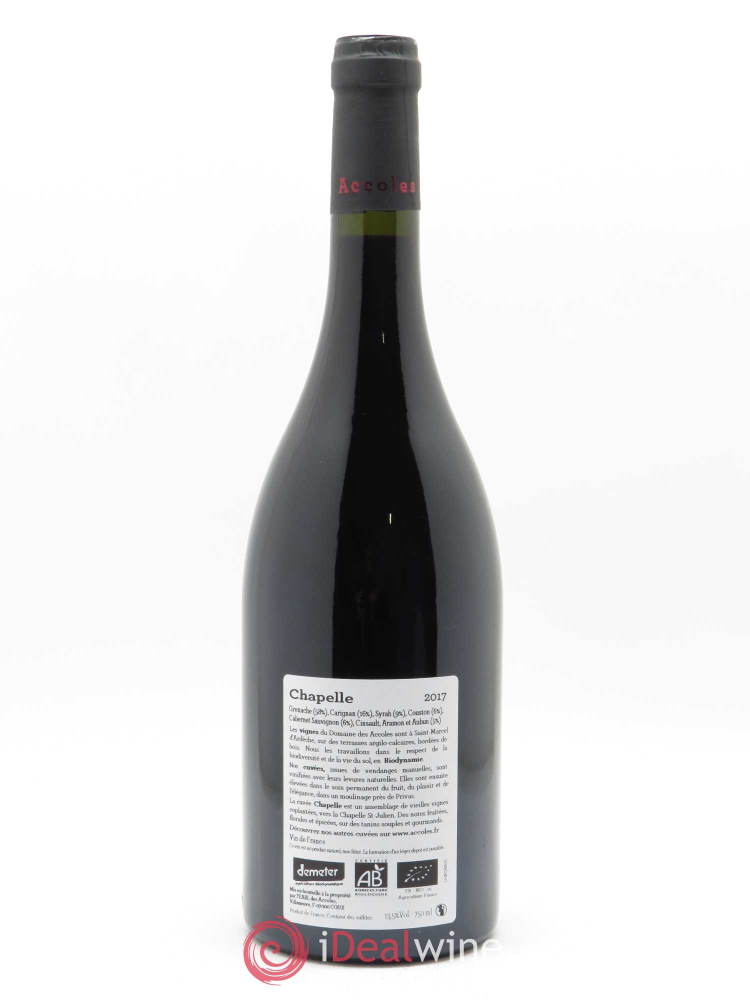 IGP Ardèche Chapelle Florence et Olivier leriche  2017 - Lot de 1 Bouteille