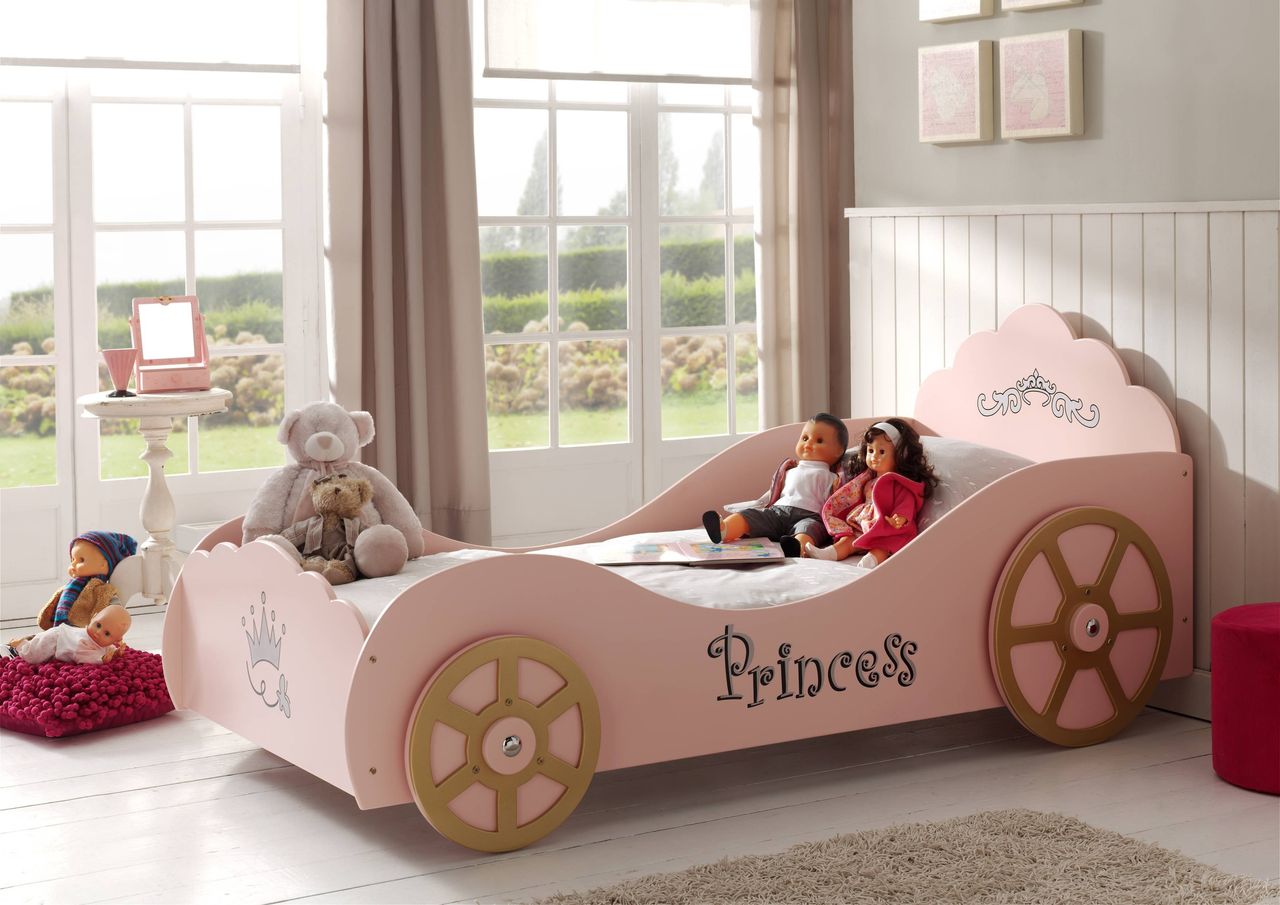 VIPACK Kutschenbett, Liegefläche 90 x 200 cm, rosa lackiert