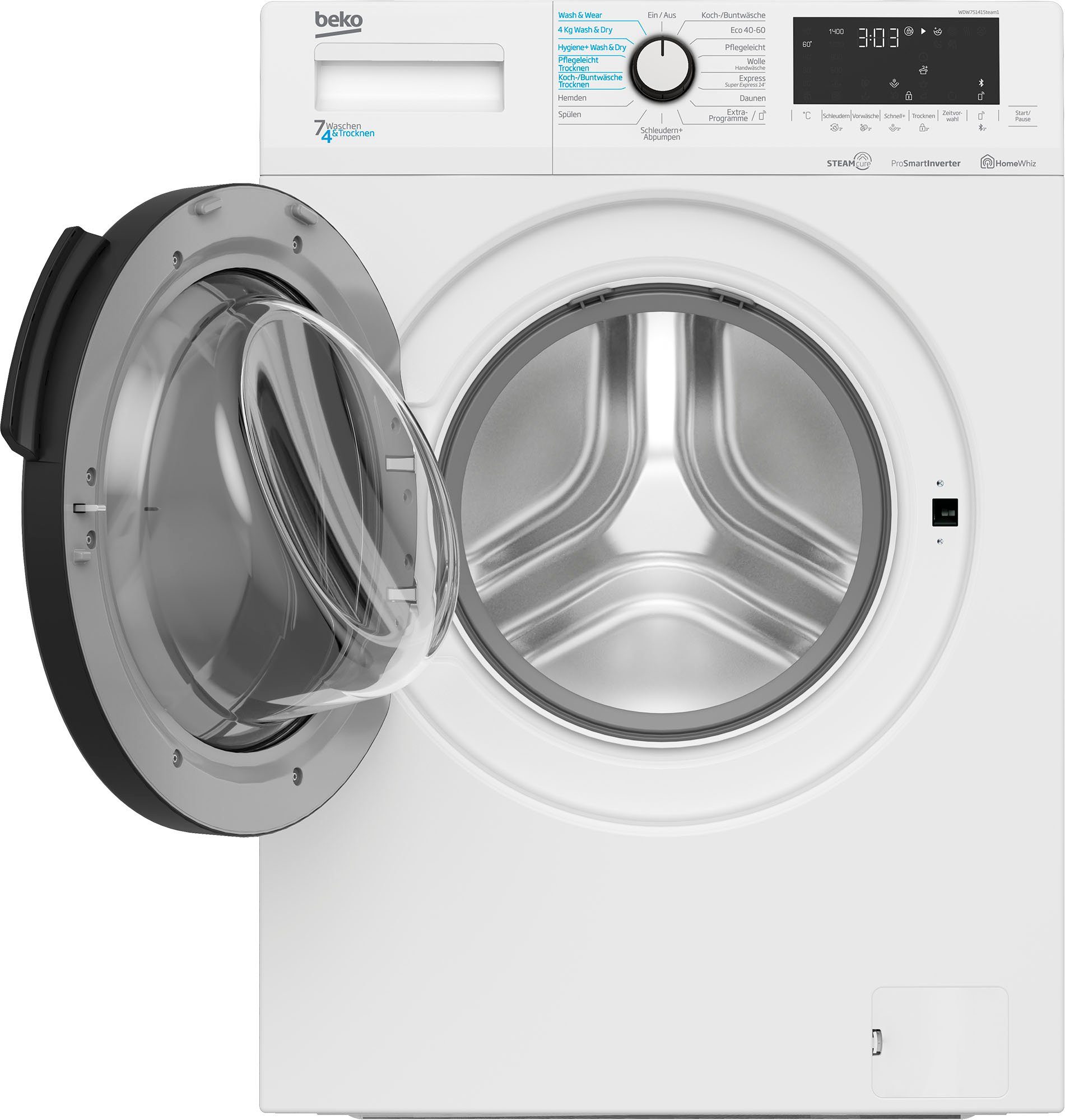 BEKO Waschtrockner WDW75141Steam1, 7 kg, 4 kg, 1400 U/min