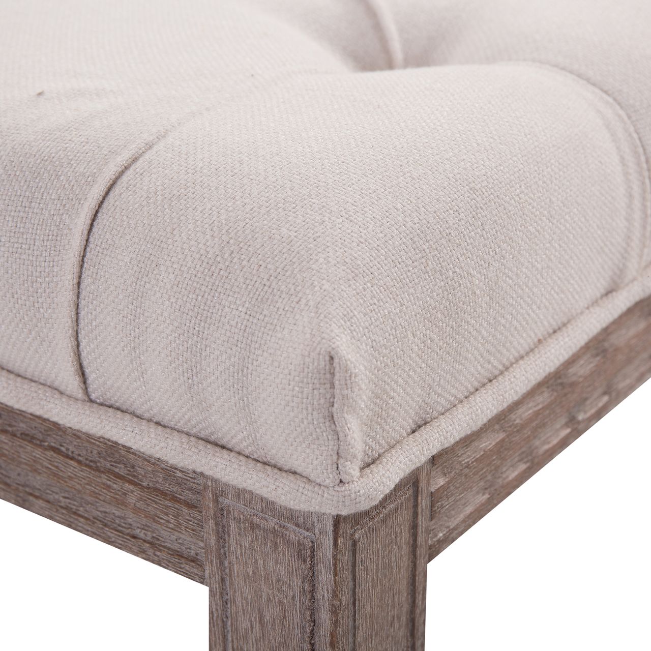 HOMCOM Polsterbank Sitzbank Lounge Sitzhocker Vintage Retro mit Knöpfen Leinen   Holz beige 142 x 47 x 51 cm