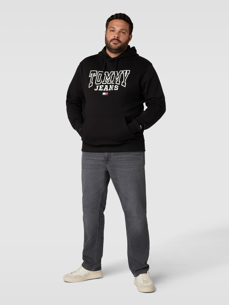 PLUS SIZE Hoodie mit Label-Print in schwarz