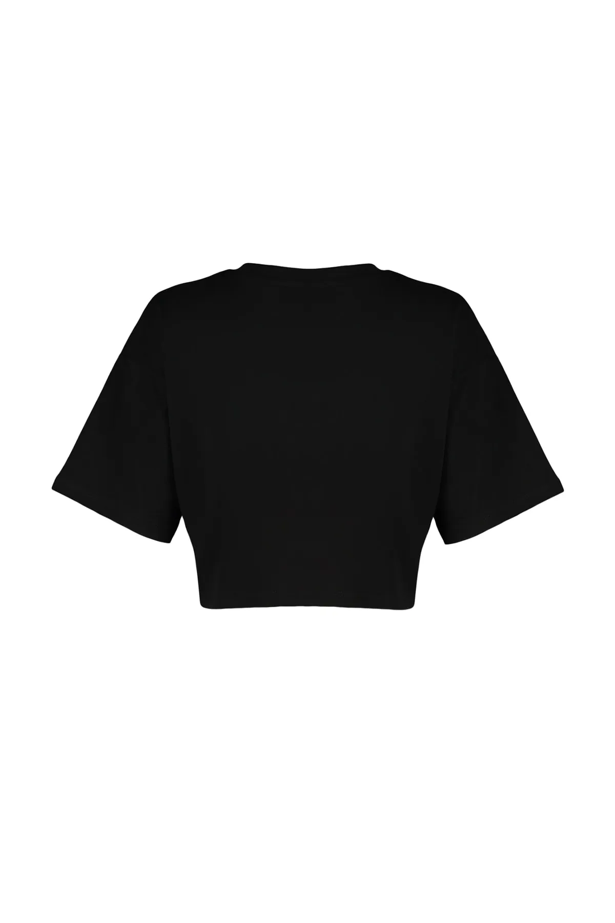Trendyol Collection  Schwarzes Premium-Strick-T-Shirt mit Rundhalsausschnitt aus 100 % Baumwolle TWOSS23TS00038