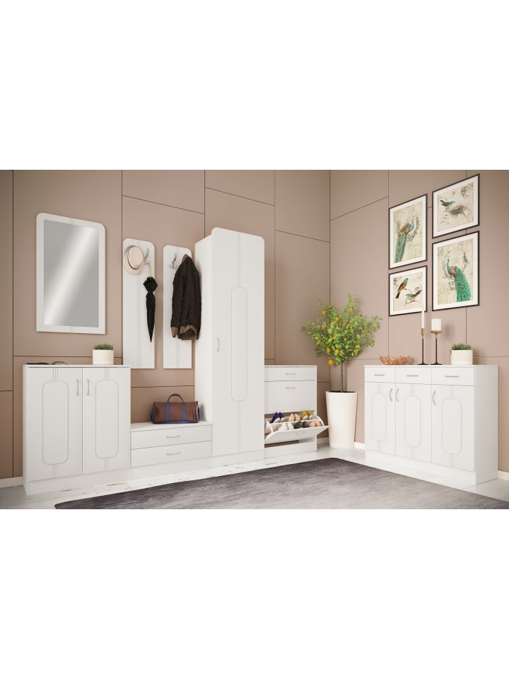 VCM  Holz Regal Schuhschrank Schuhkipper Klappen Balia in Weiß günstig kaufen onesize