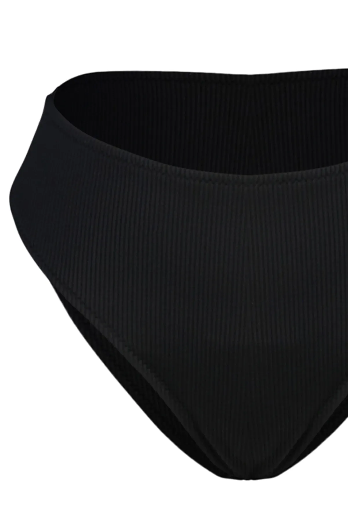 Trendyol Collection  Schwarze strukturierte Bikinihose mit hoher Taille und regulärer Passform TBESS23BA00128