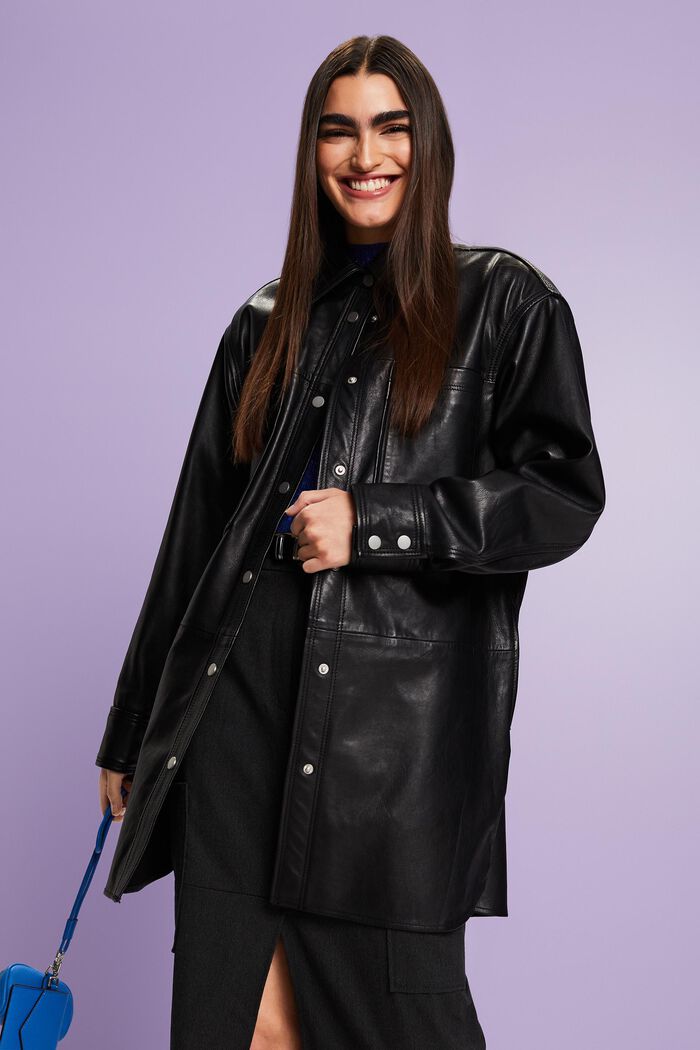 Oversize-Hemdjacke aus Leder