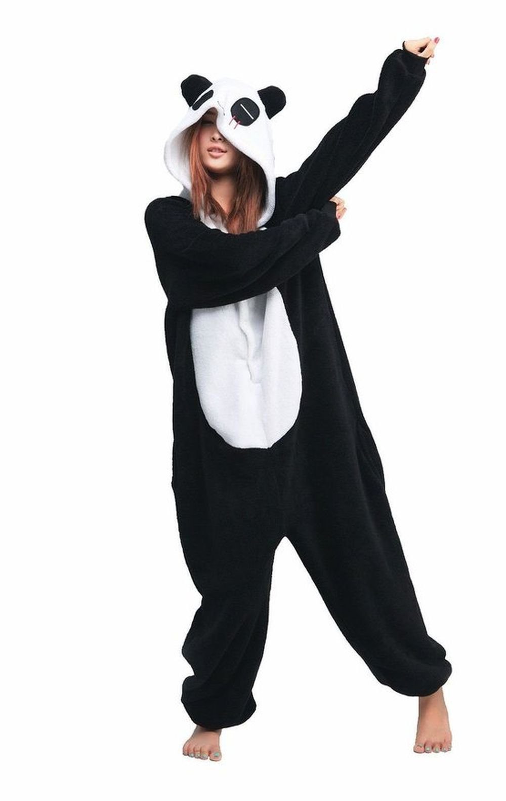 Katara Partyanzug Zoo Wilde Tiere Jumpsuit Onesie Kostüm Erwachsene S-XL, Fasching, Panda, Affe, Elefant, Faultier, Giraffe, Koala, Löwe, Zebra, Tiger uvm