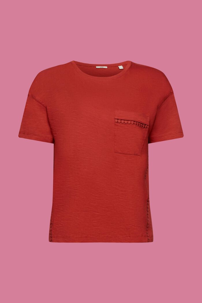 T-Shirt mit Spitzenbändern, 100 % Baumwolle