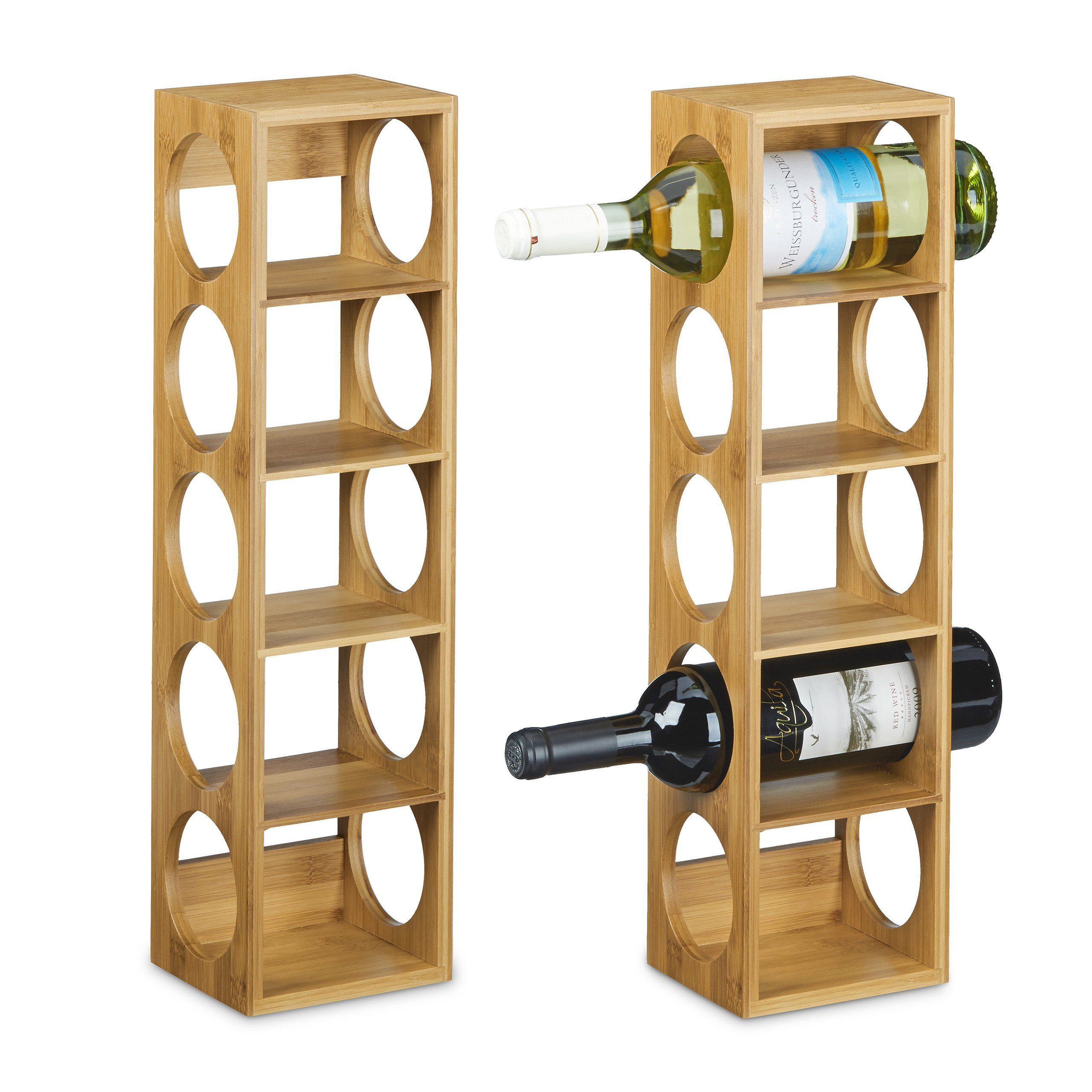 relaxdays Weinregal 2 x Weinregal Bambus