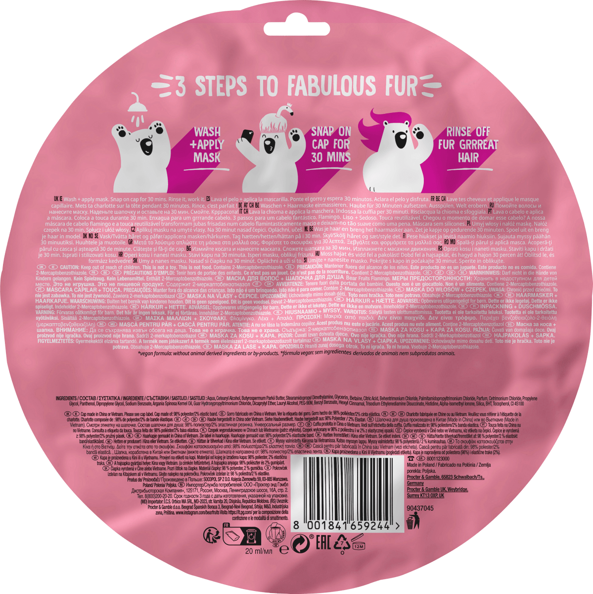 Haarmaske Flamingo, Hair mask + cap, 20 ml