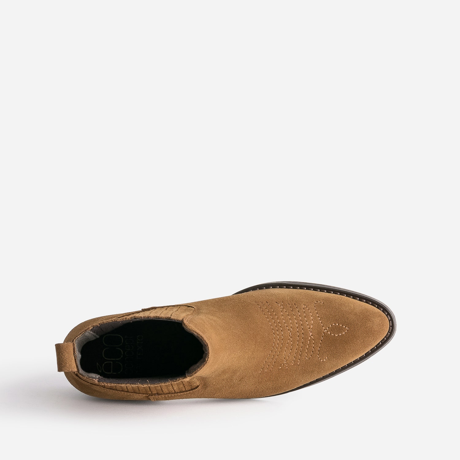 Chelsea boots santiags camel éco-conçu en cuir velours