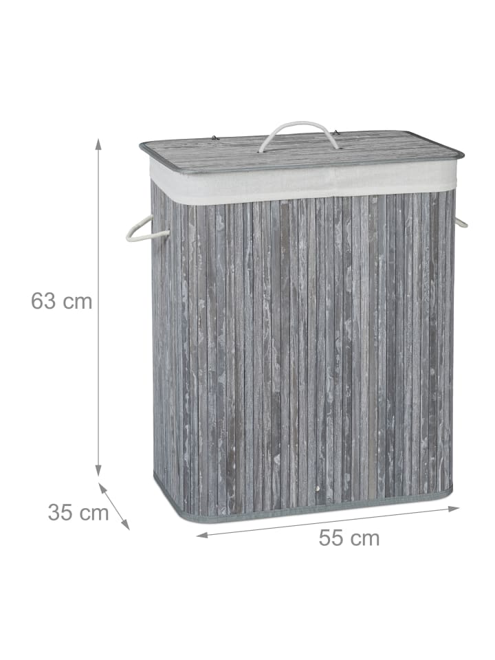 relaxdays Wäschekorb in Grau - (B)55 x (H)63 x (T)35 cm günstig kaufen onesize