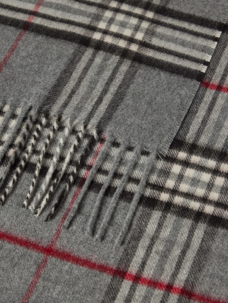 Schal mit Tartan-Karo in mittelgrau meliert