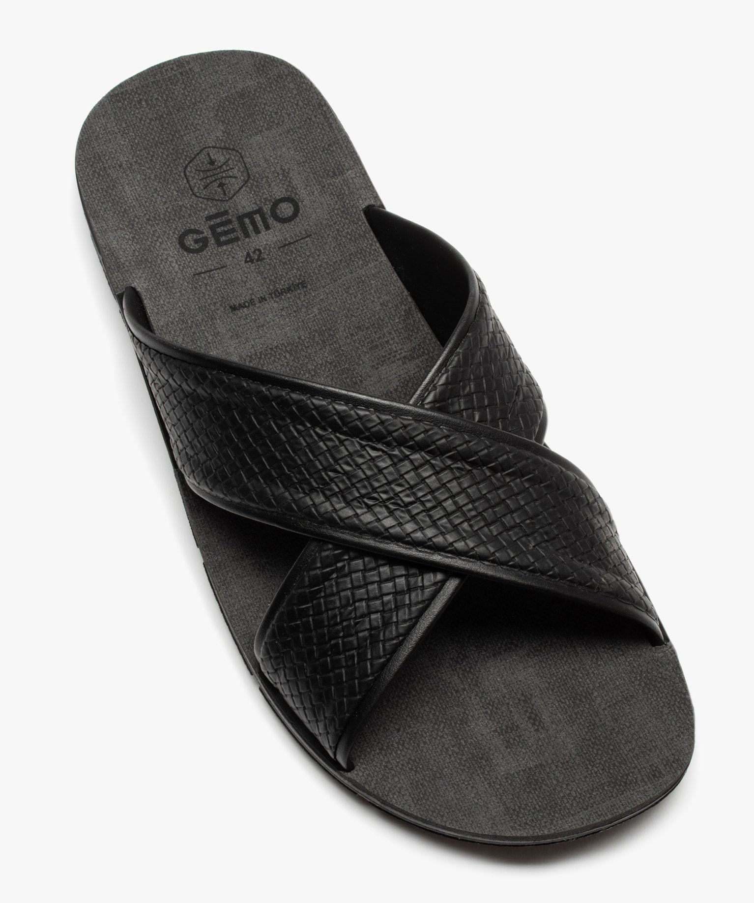 Mules homme confort à brides effet tressé noir | GEMO