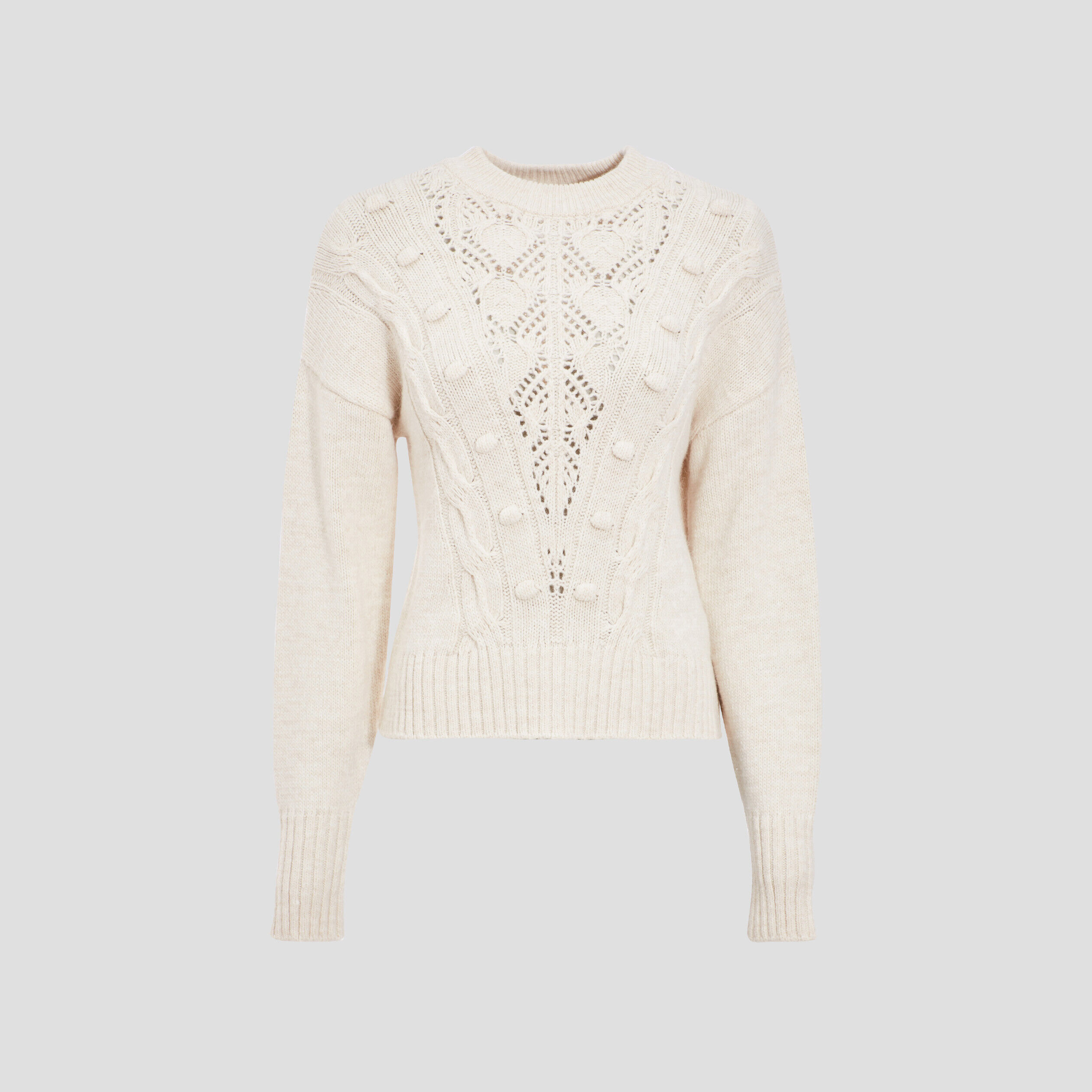 Pull manches longues ajouré ecru femme | Cache Cache