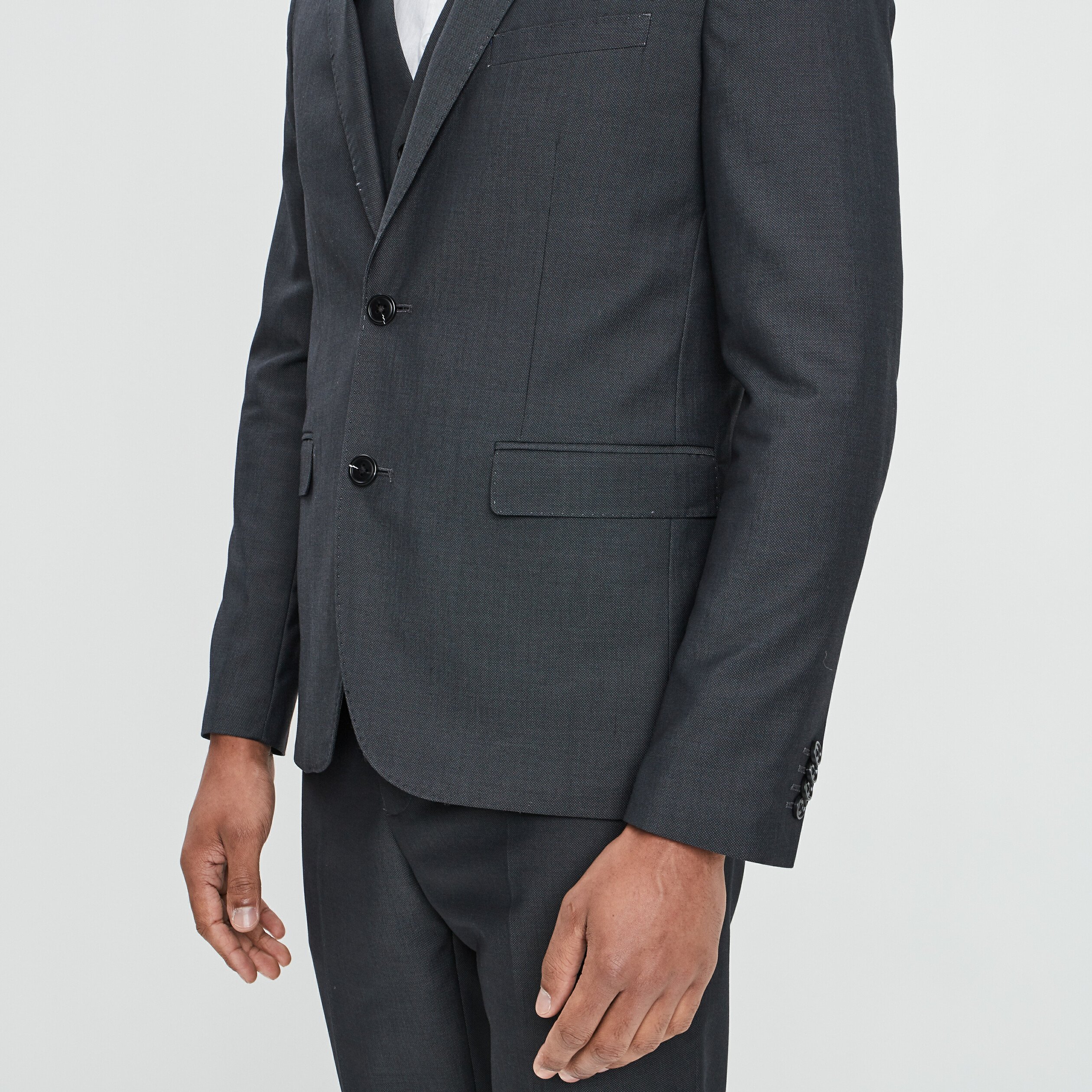 Veste ajustée boutonnée gris foncé homme | La Halle