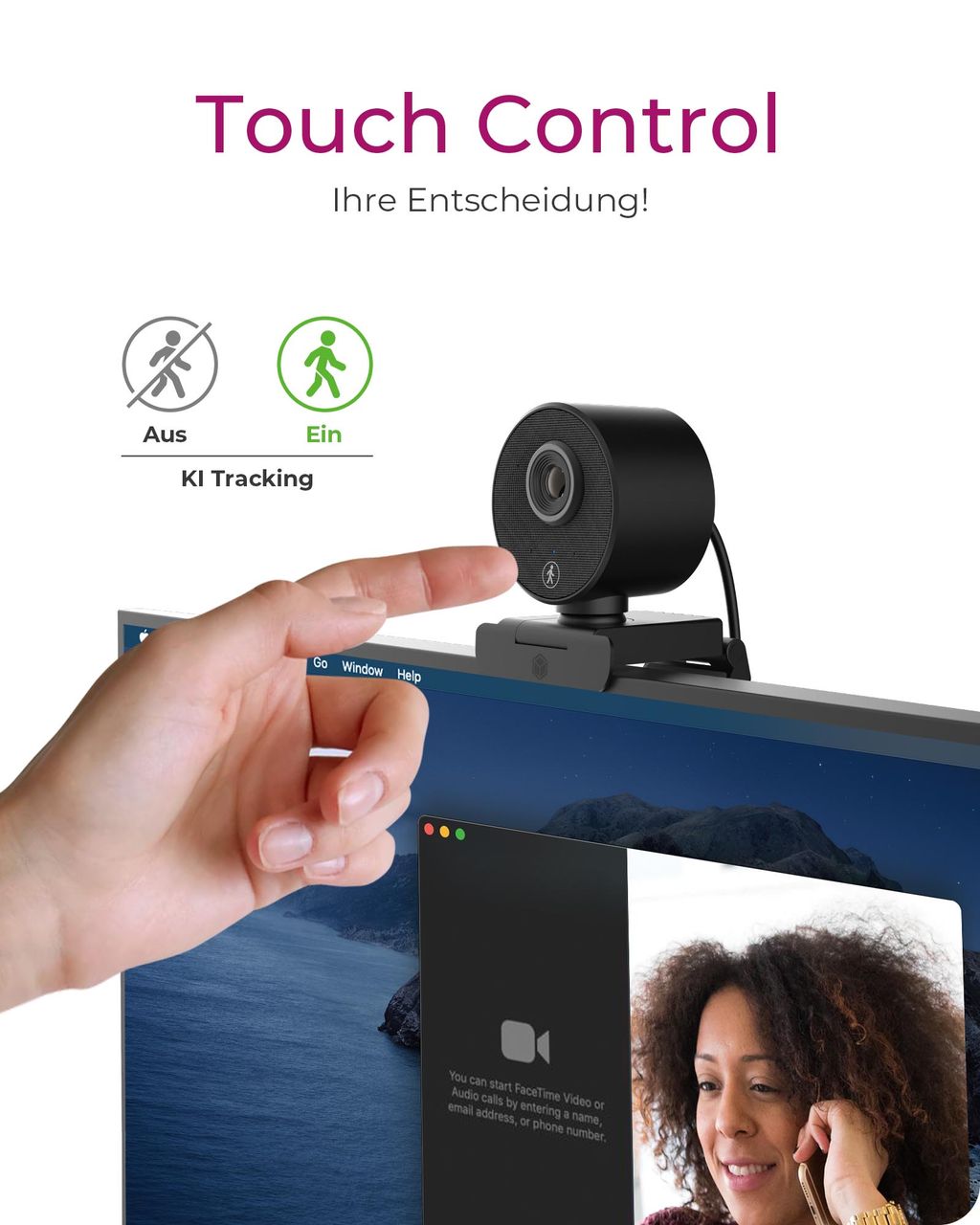 ICY BOX IB-CAM501-HD, Full HD Webcam mit Stereo-Mikrofon und Autotracking