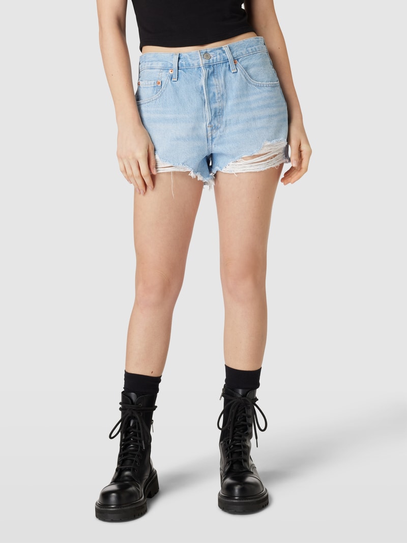 Loose Fit Jeansshorts im Destroyed-Look in jeans