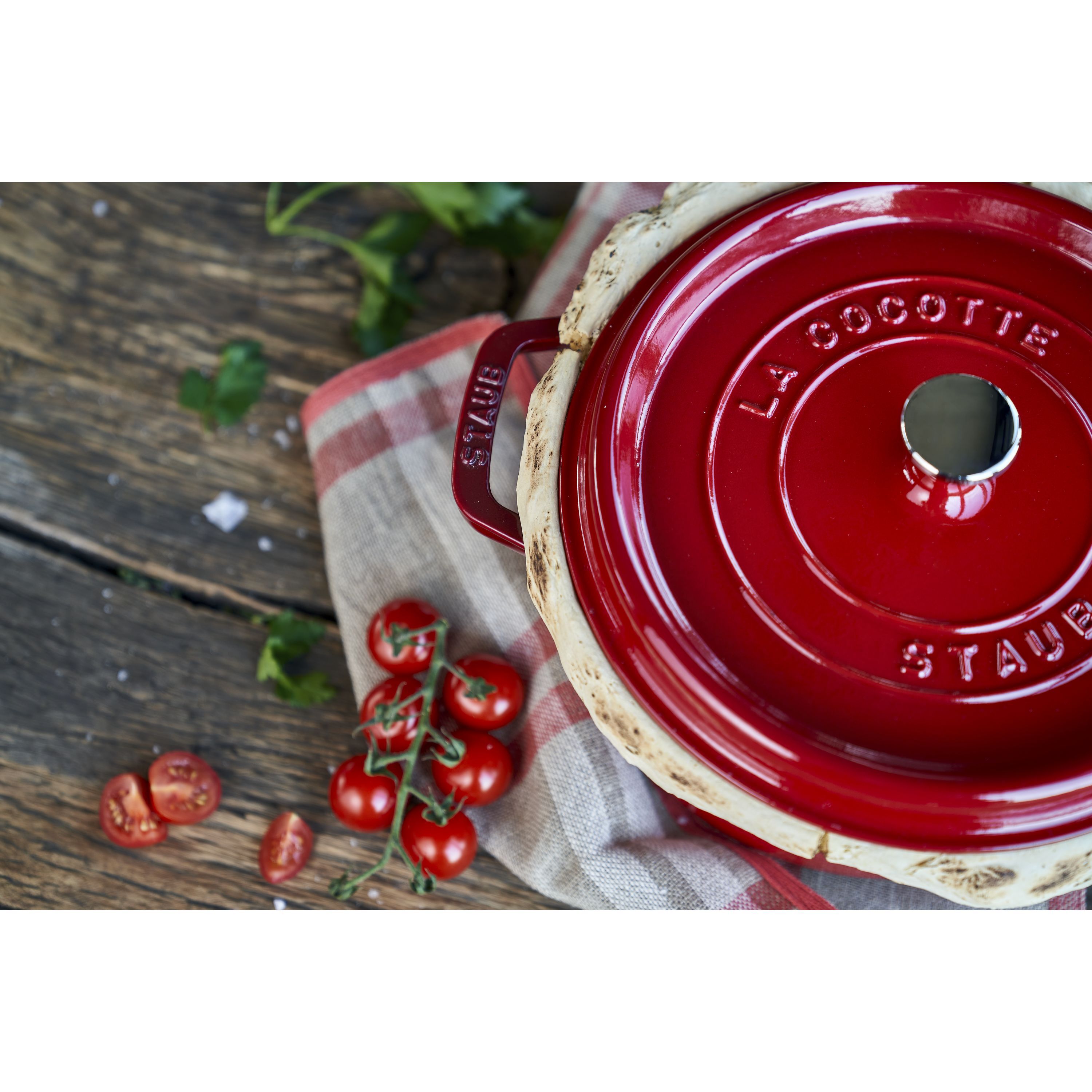 Cocotte 24 cm, rund, Kirsch-Rot, Gusseisen