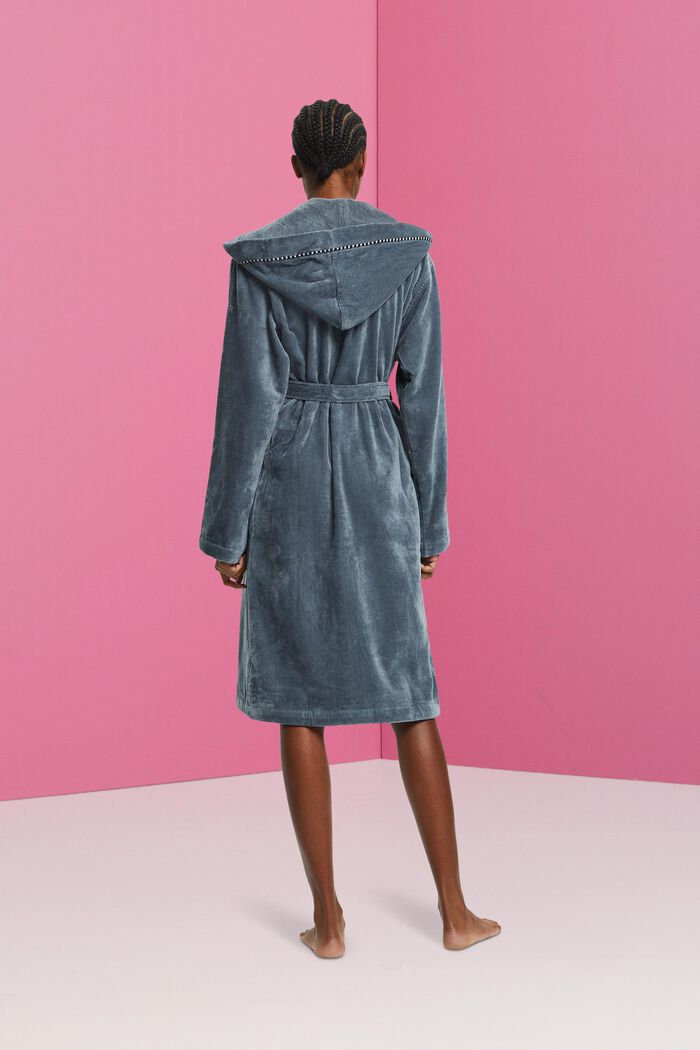 Velours-Bademantel, 100% Baumwolle