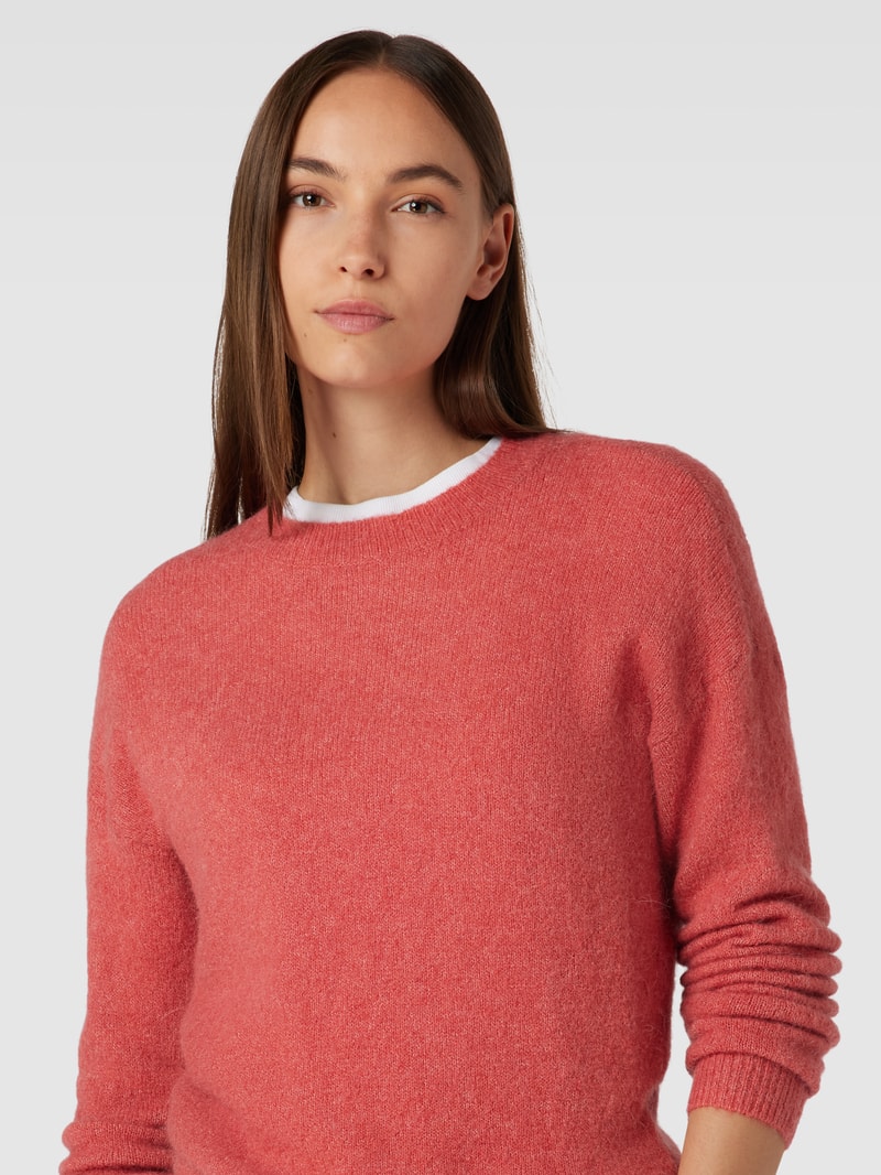 Strickpullover mit Rundhalsausschnitt Modell 'Festina hope' in hellrot meliert