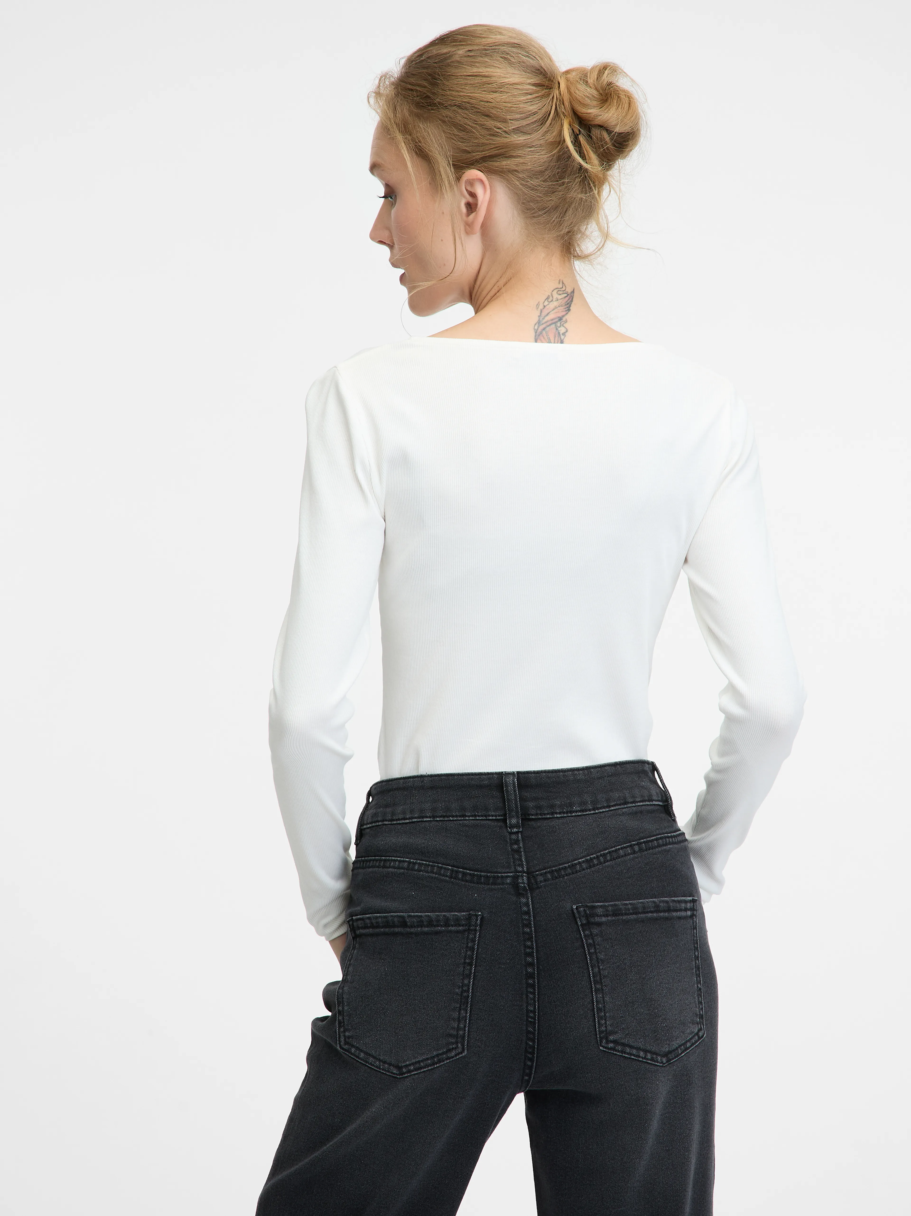 Weißes Langarm-T-Shirt für Frauen ORSAY