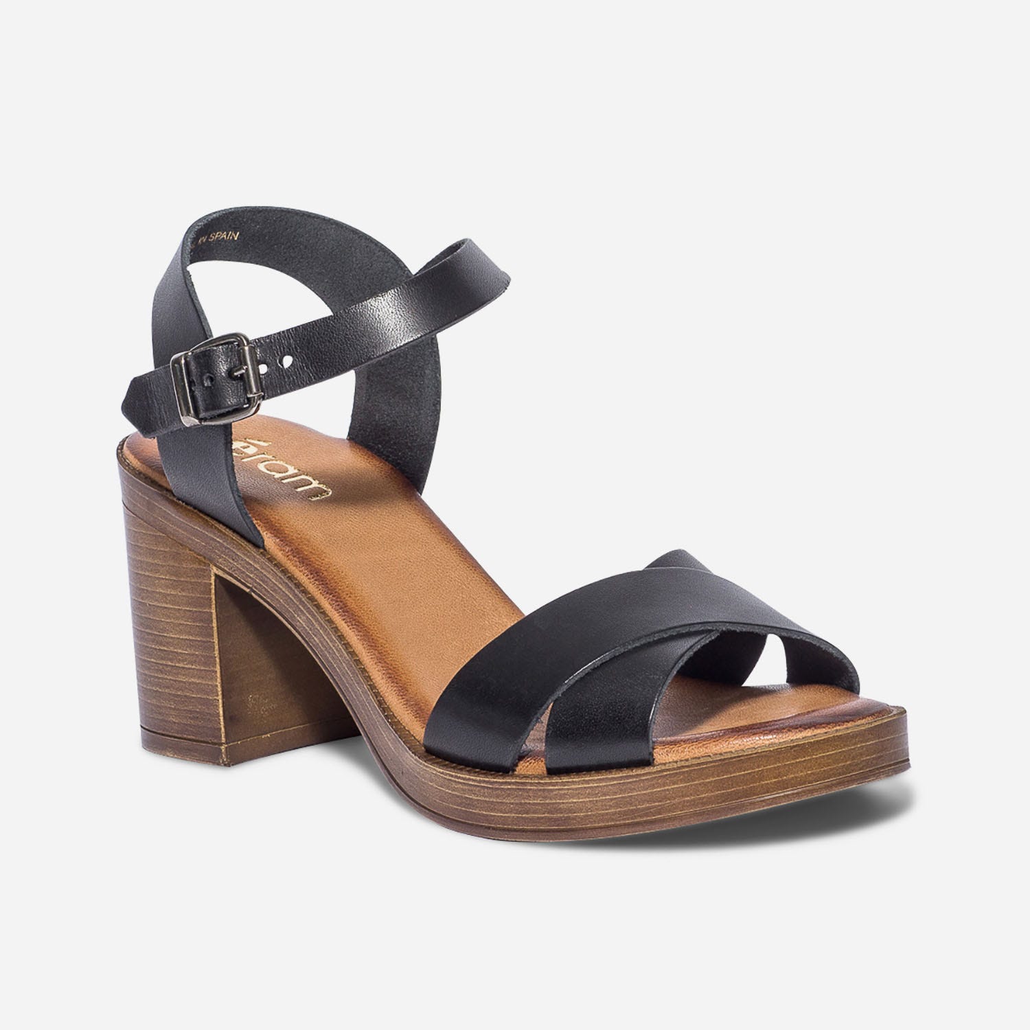 Sandale noire en cuir