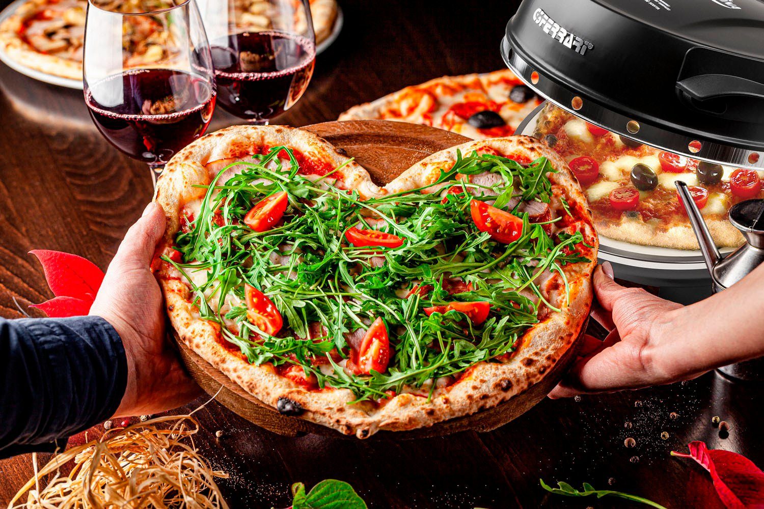 G3Ferrari Pizzaofen Napoletana G1003210 schwarz, bis 400 Grad mit 2 feuerfesten Pizzasteinen