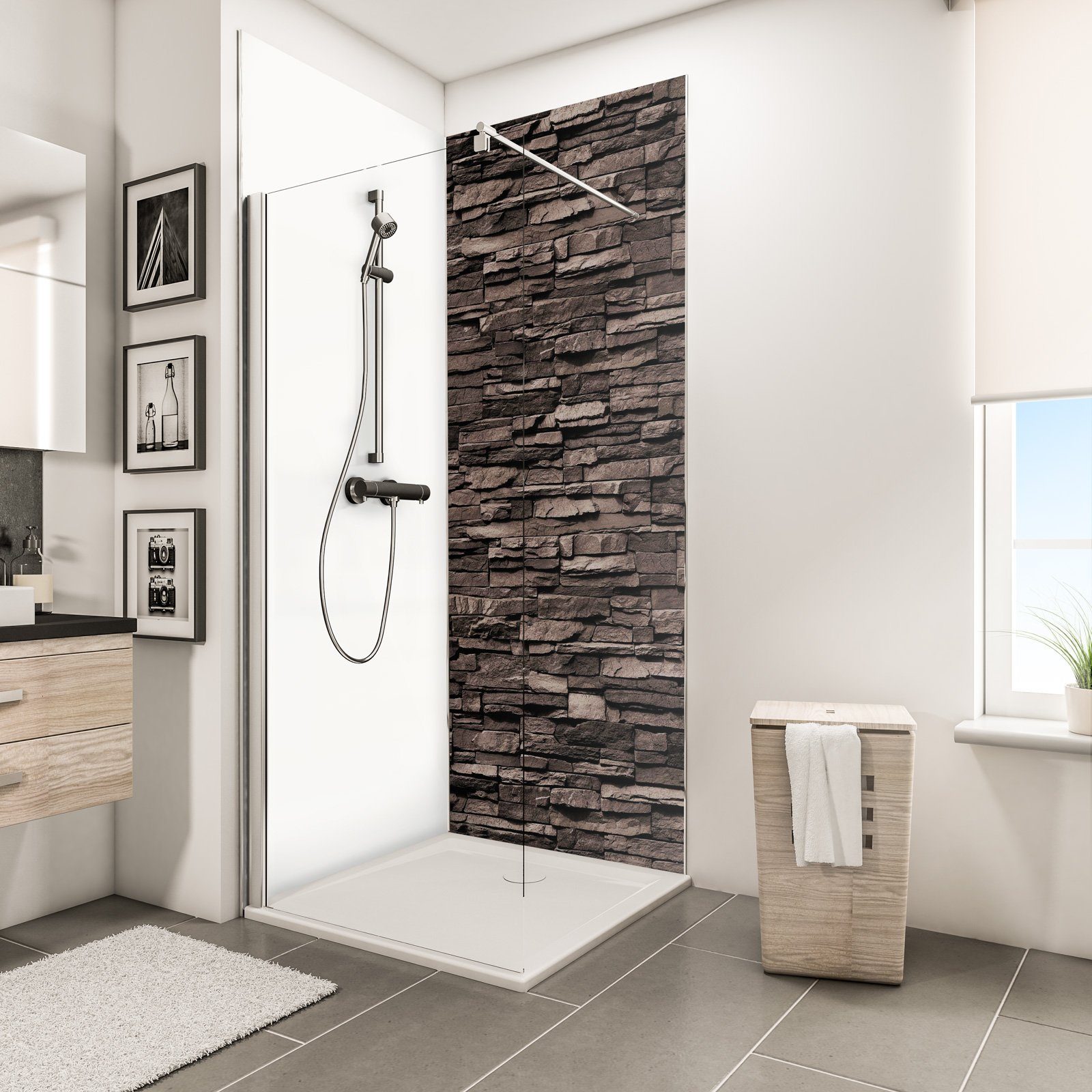 Schulte Badrückwand DecoDesign Dekor Verblender Schiefer, (1-tlg), Wandverkleidung, fugenloser Fliesenersatz, Duschrückwand
