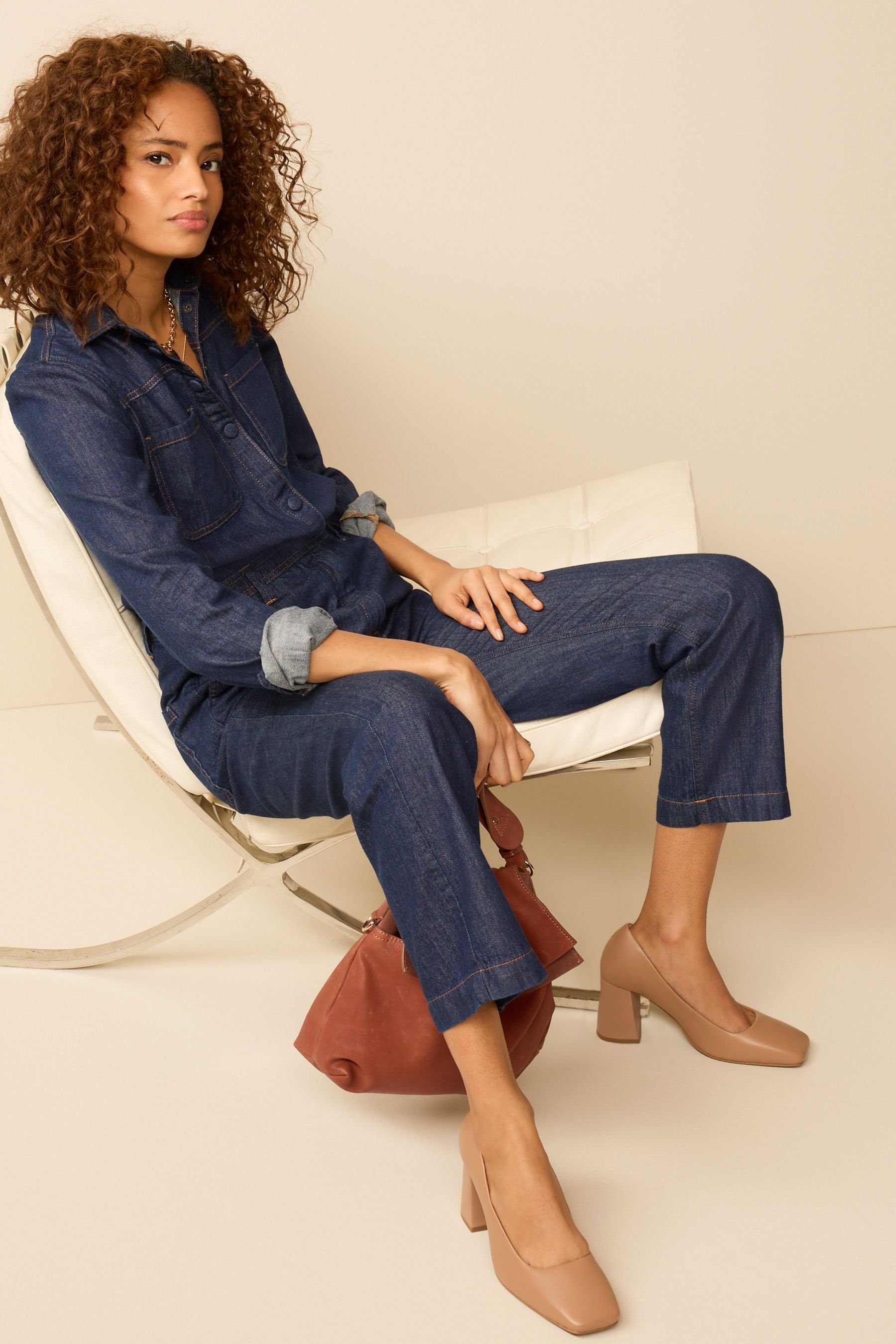 Next Jumpsuit Denim-Overall mit durchgehender Knopfleiste (1-tlg)