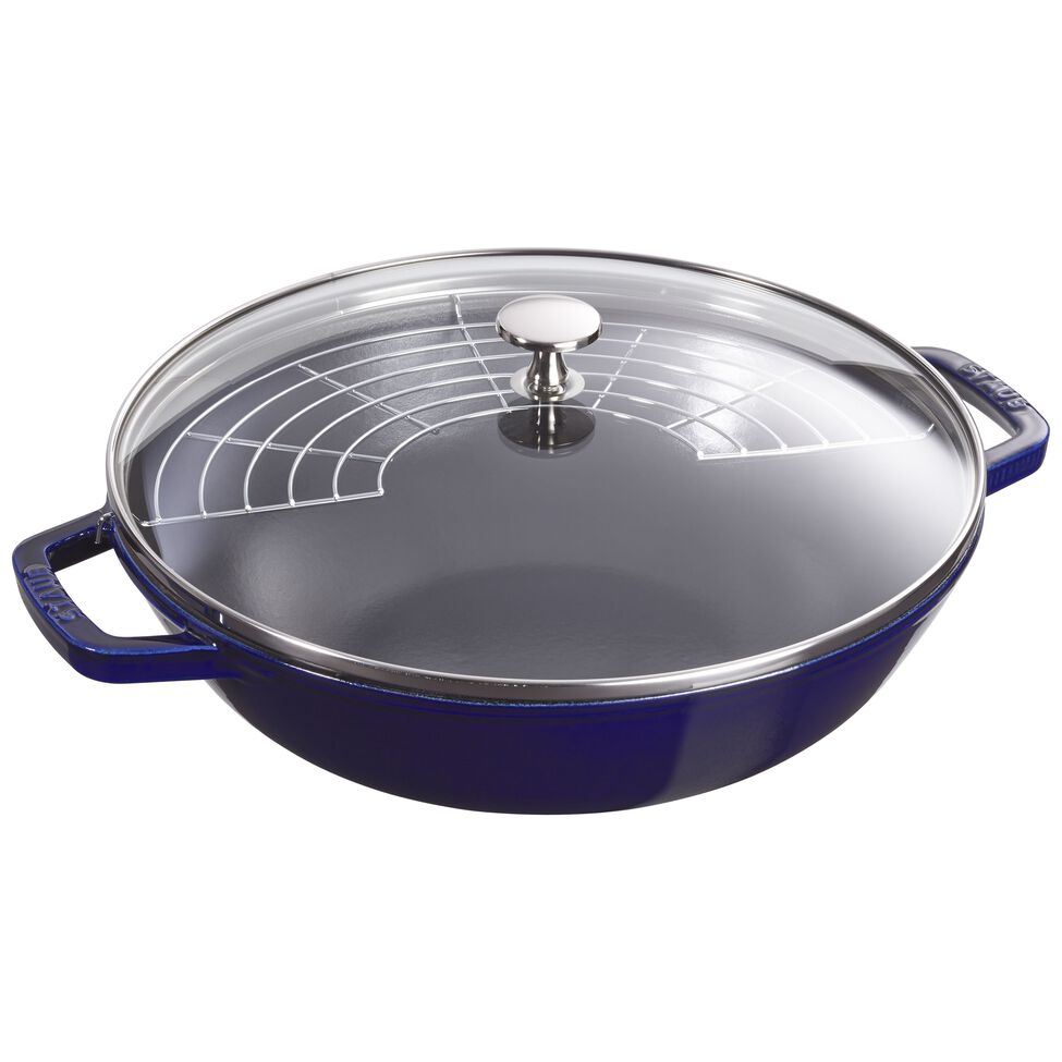 Wok mit Glasdeckel 30 cm, Gusseisen