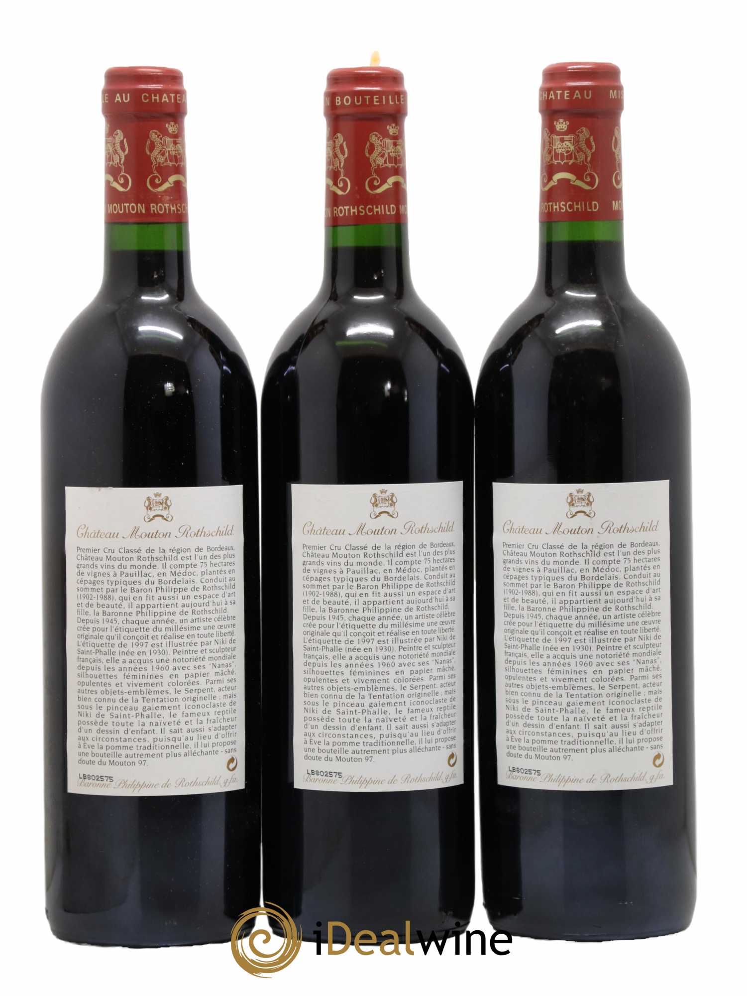 Château Mouton Rothschild 1er Grand Cru Classé  1997 - Lot de 3 Bouteilles