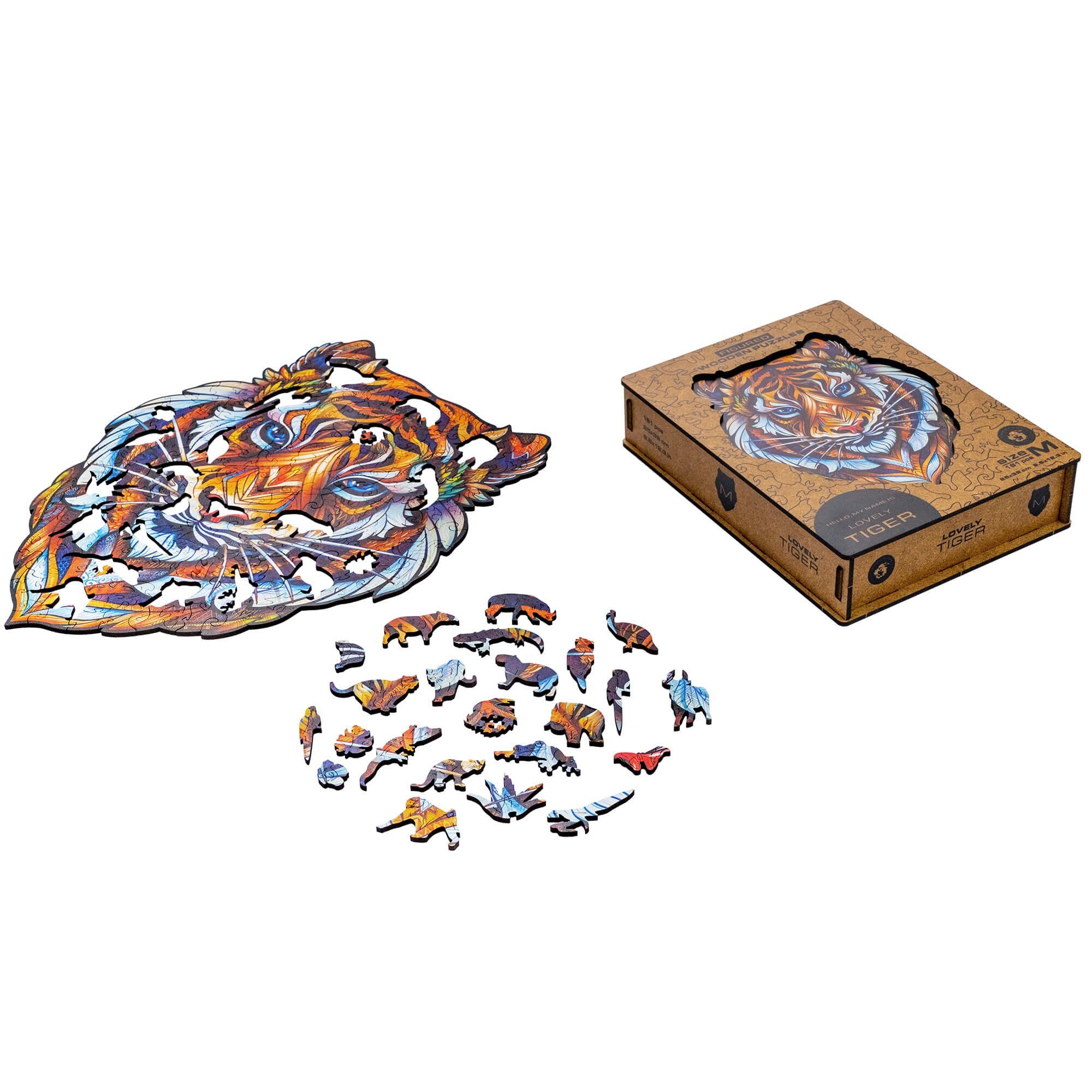 Unidragon Puzzle Unidragon Lieblicher Tiger Holzpuzzle, 104 Puzzleteile