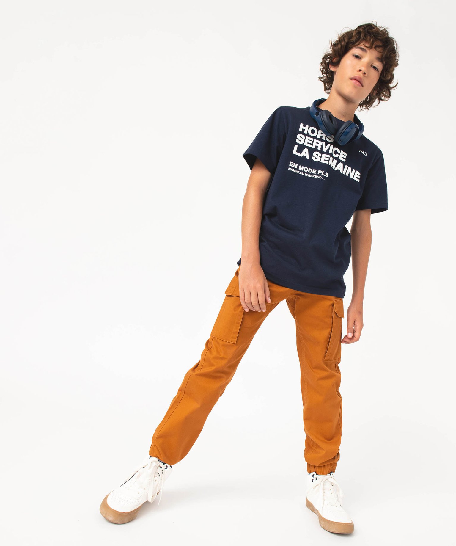 Pantalon en toile coupe jogger Garçon camel | GEMO