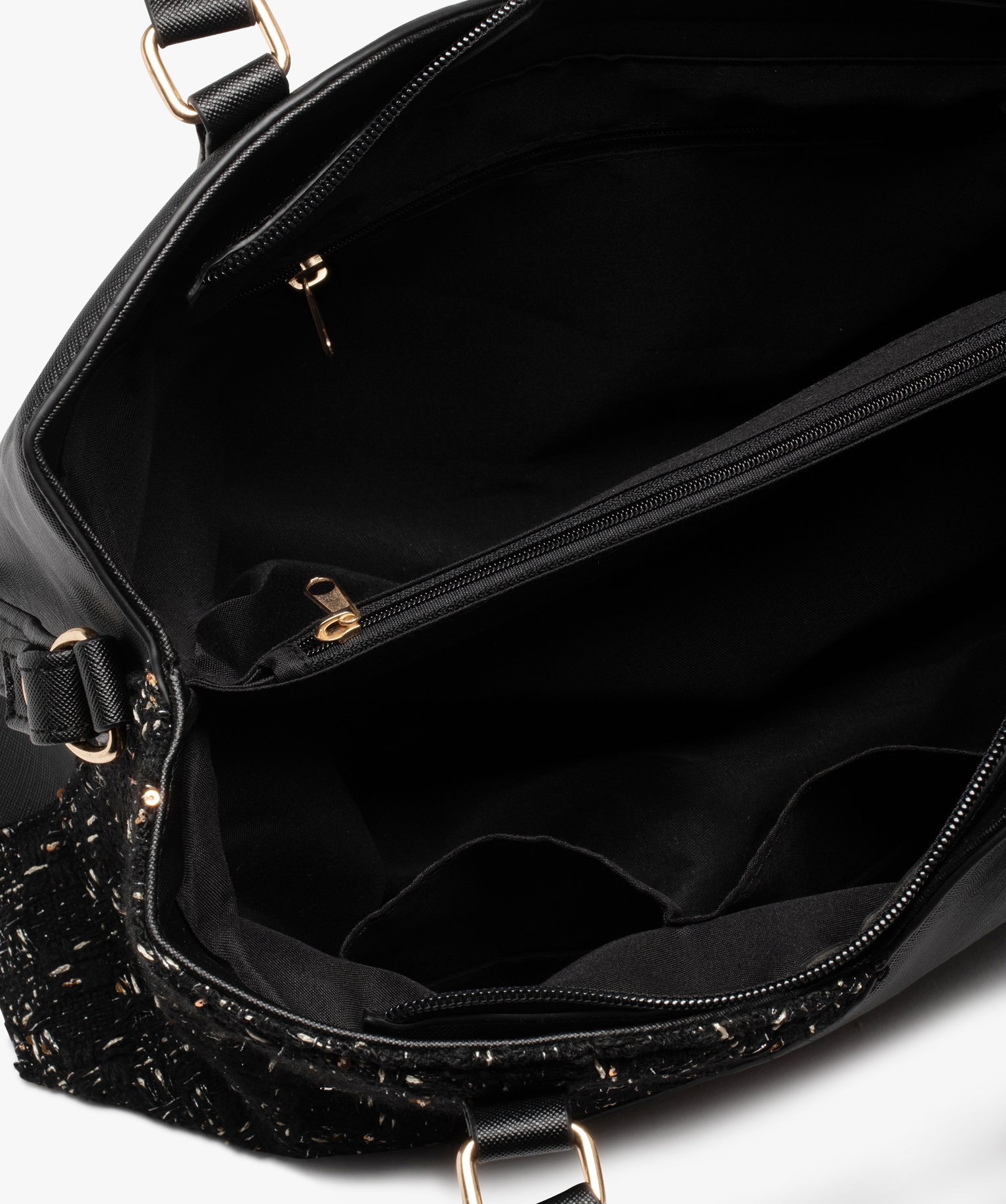Sac à main bimatière avec accessoire femme noir | GEMO
