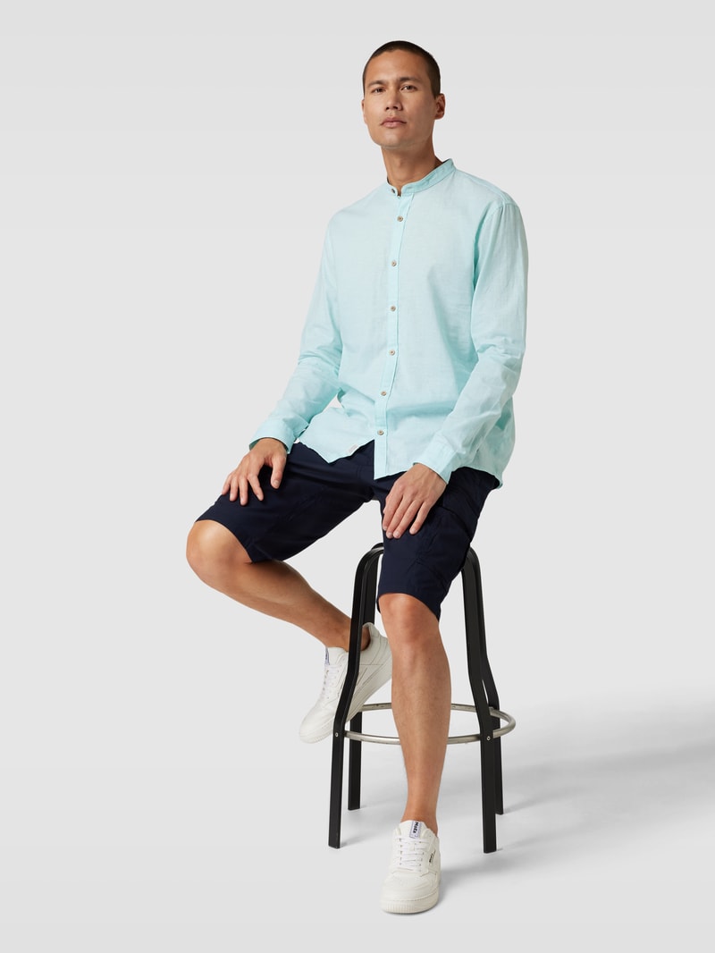 Tailored Fit Freizeithemd mit Stehkragen in jeans