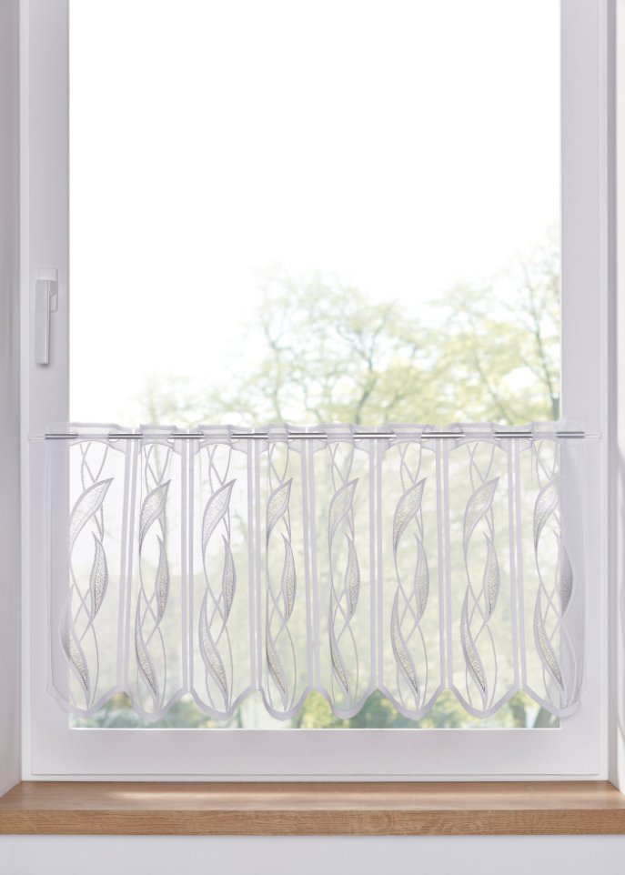 Jacquard Scheibengardine mit Wellenmuster