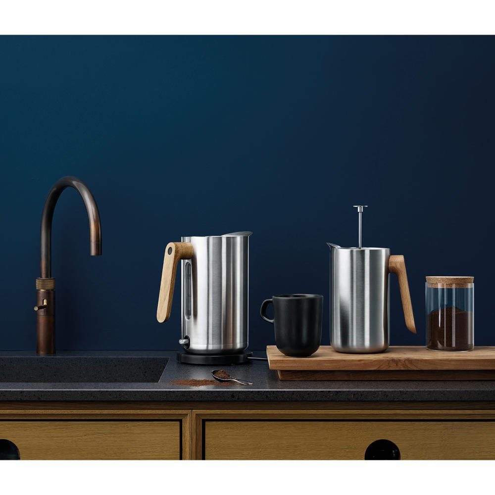 Eva Solo Wasserkocher Elektrisch Edelstahl/Kunststoff/Eiche Silber 1.5 L, 1,5 l, 2200 W