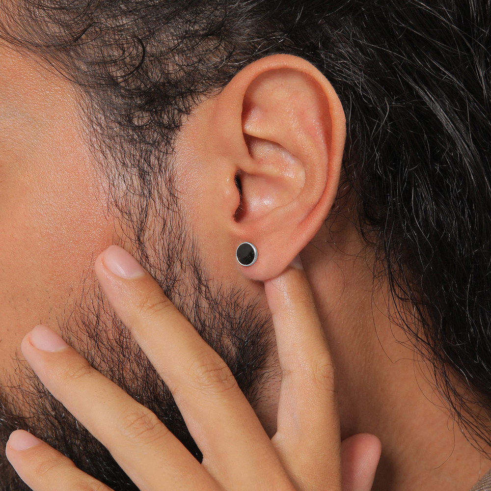 KUZZOI KUZZOI Boucles d'Oreilles boucles d'oreilles de base Cercle Geo émail 925 argent Boucles d'oreilles