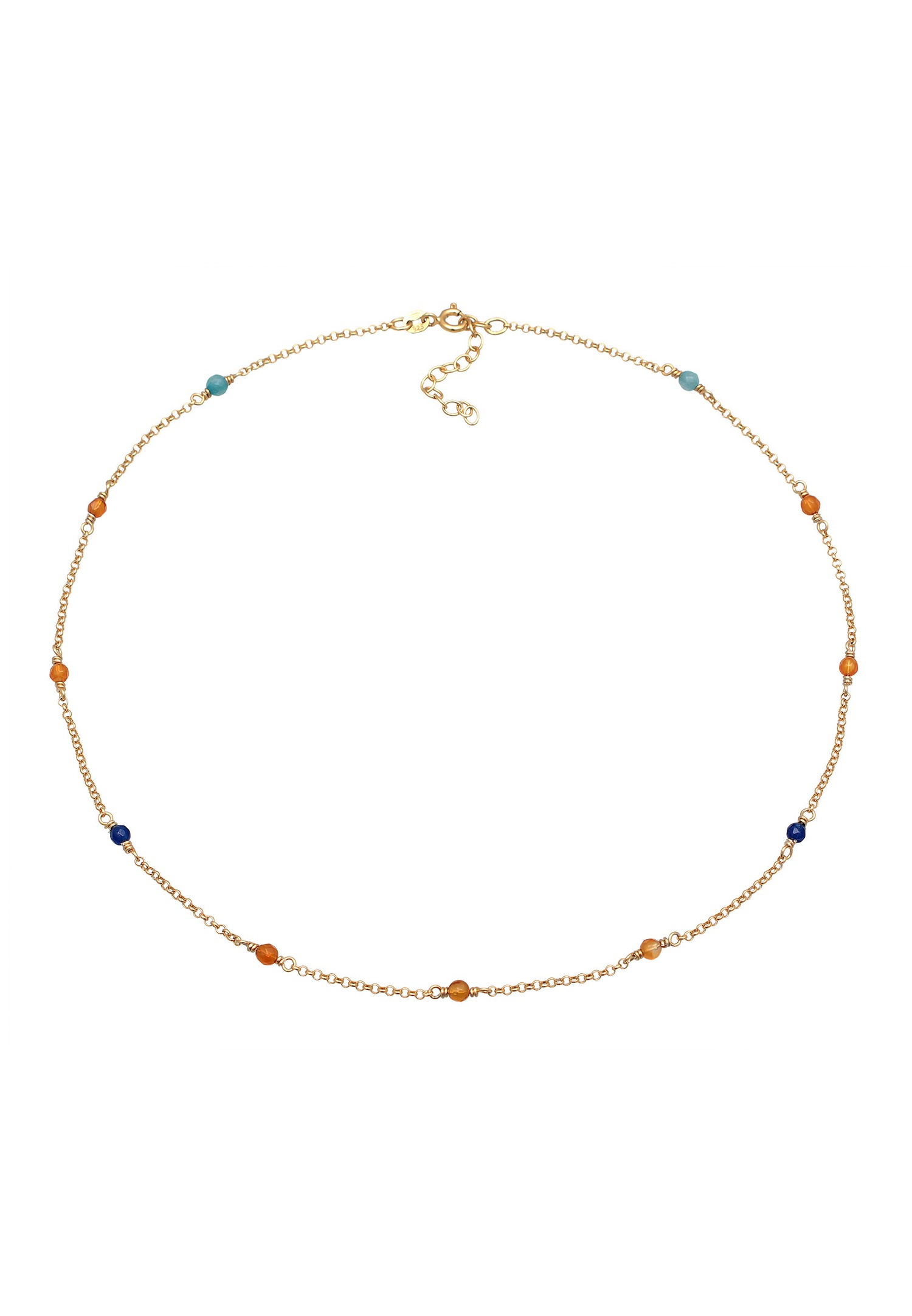 Collana da donna Elli con filigrana e perline di agata multicolore in argento sterling 925 placcato oro