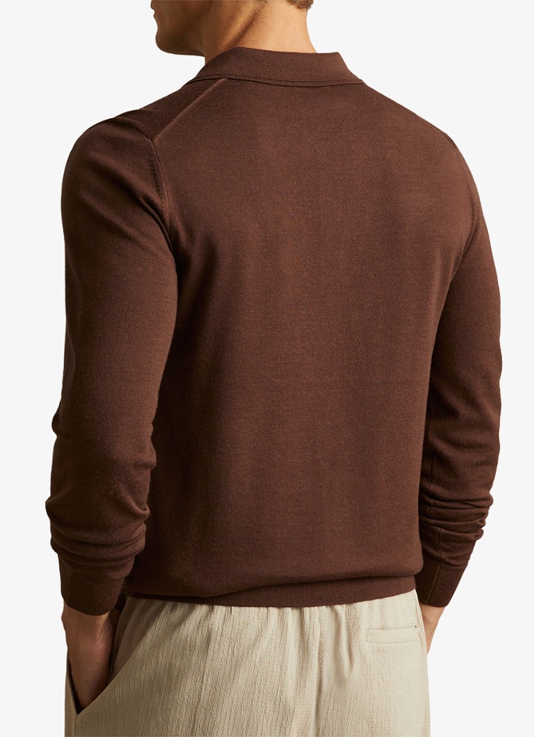 Camisa polo Reiss Trafford de malha fina e corte slim em lã merino