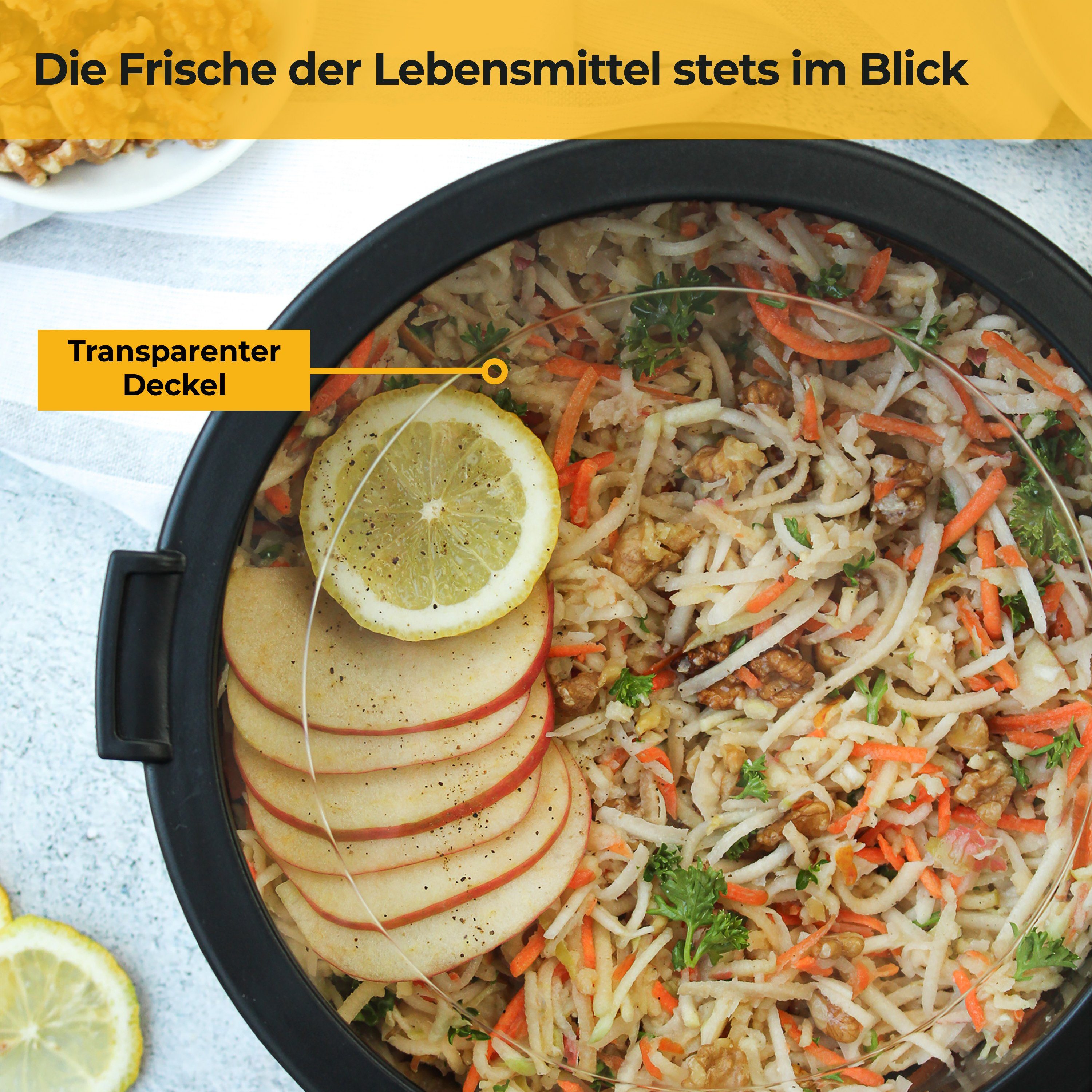 SILBERTHAL Salatschüssel Schüssel-Set mit Deckel, Edelstahl, (3-tlg), Rutschfest dank Silikonboden, mit integrierter Skala