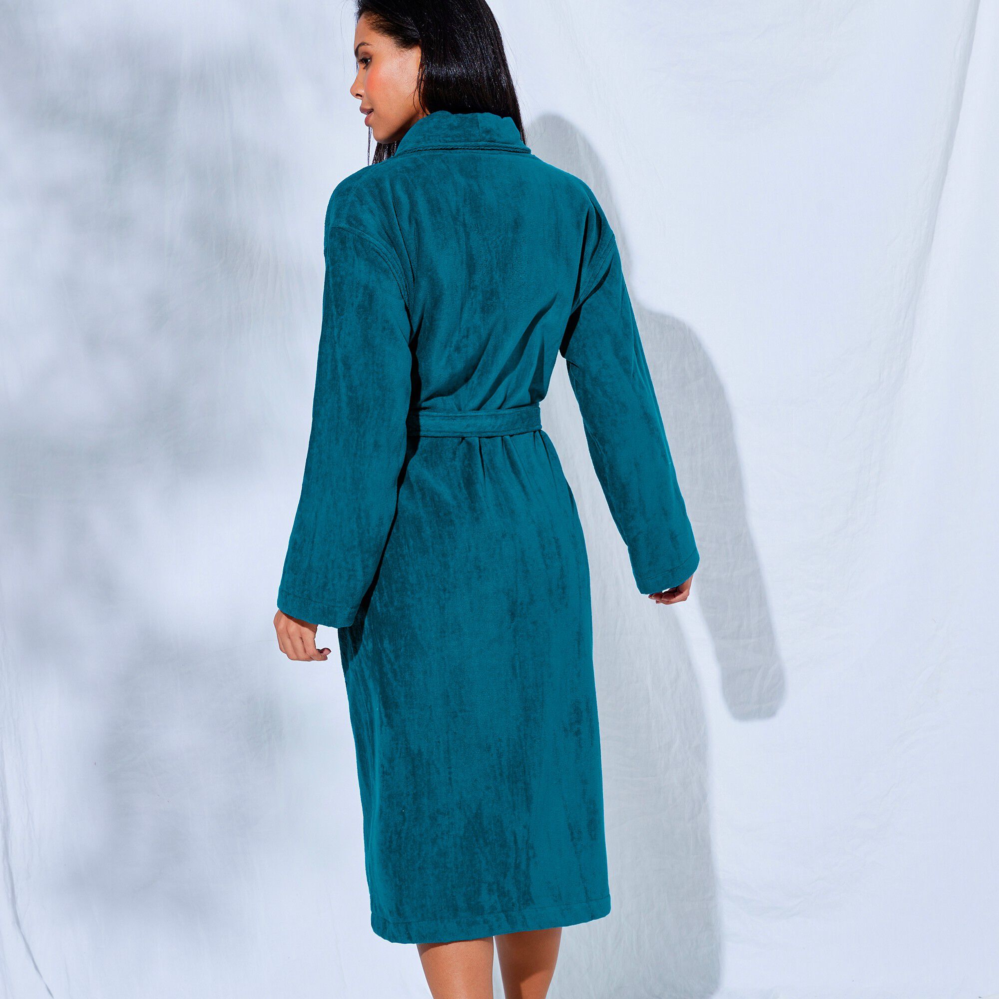 Peignoir mixte adulte éponge velours col châle