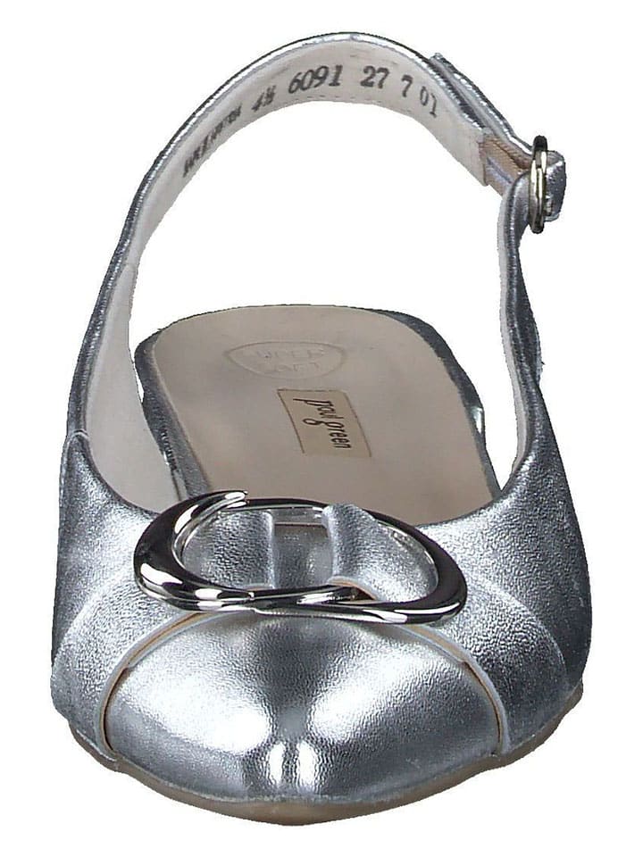 Paul Green Leder-Slingballerinas in Silber günstig kaufen