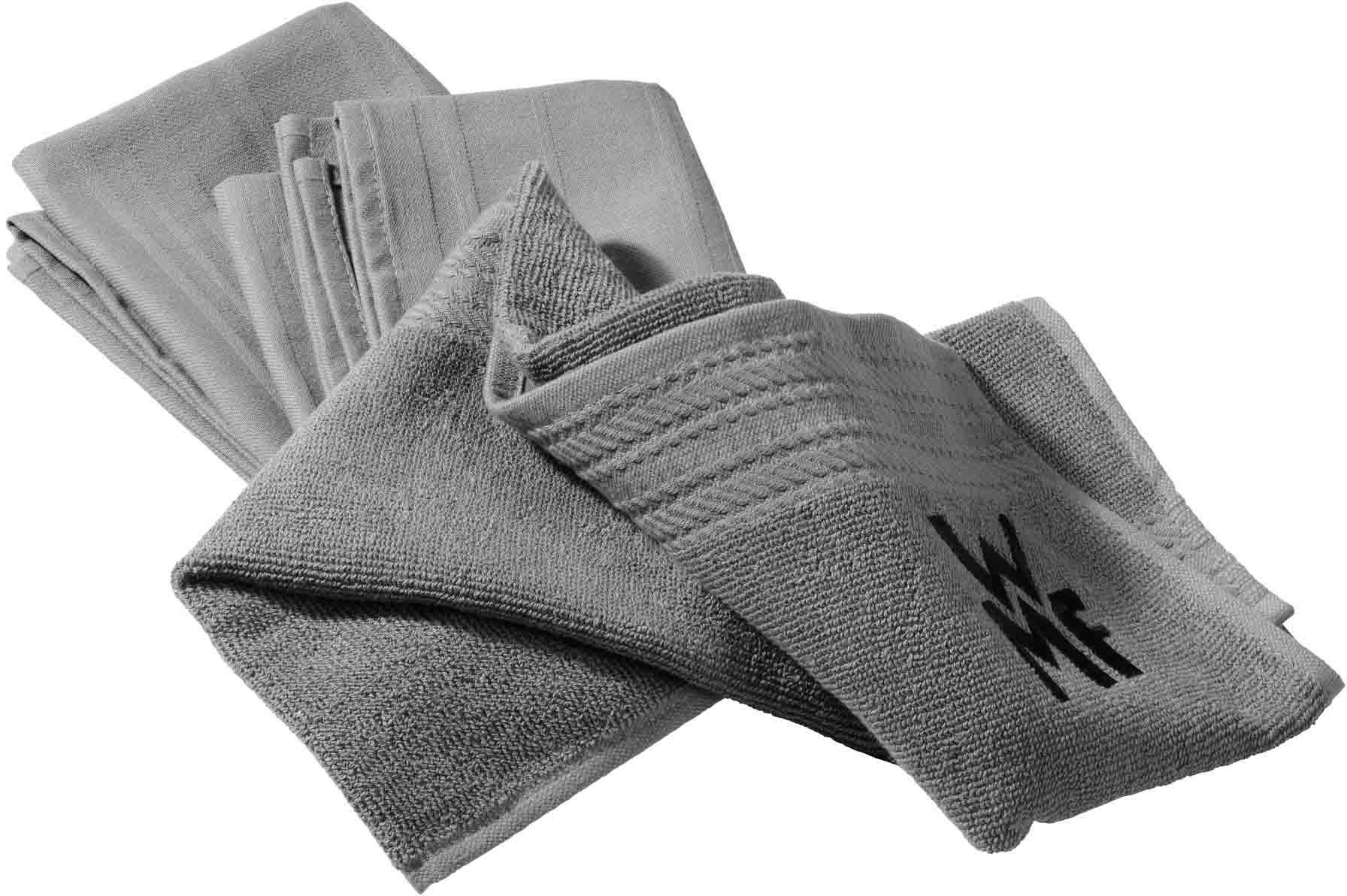 WMF Geschirrtuch, (Set, 3-tlg), 100% Baumwolle, mit aufgesticktem Logo