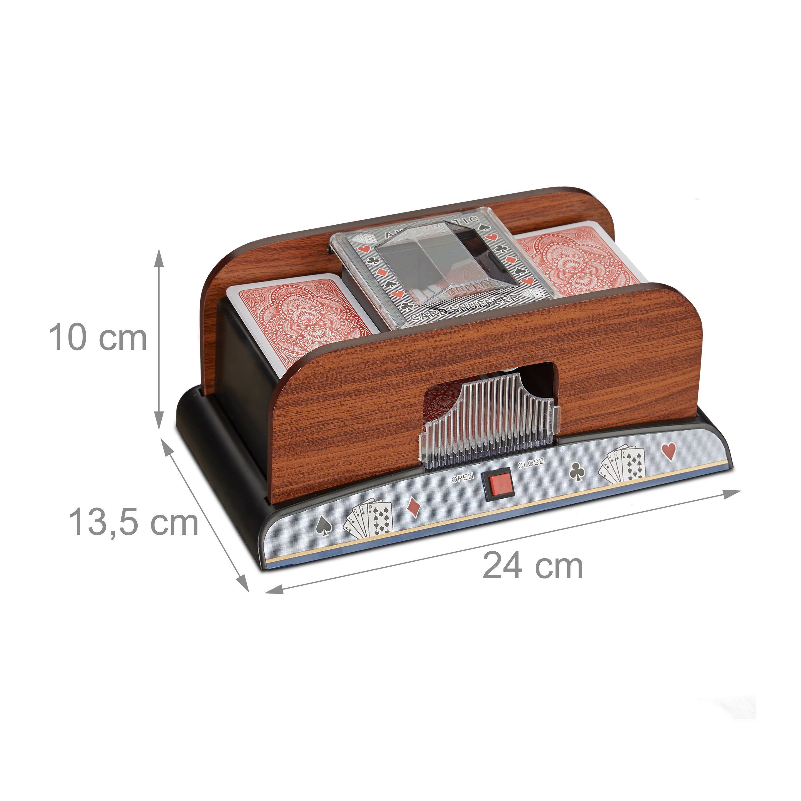 relaxdays Spiel, Kartenmischer 2 Decks Holzoptik