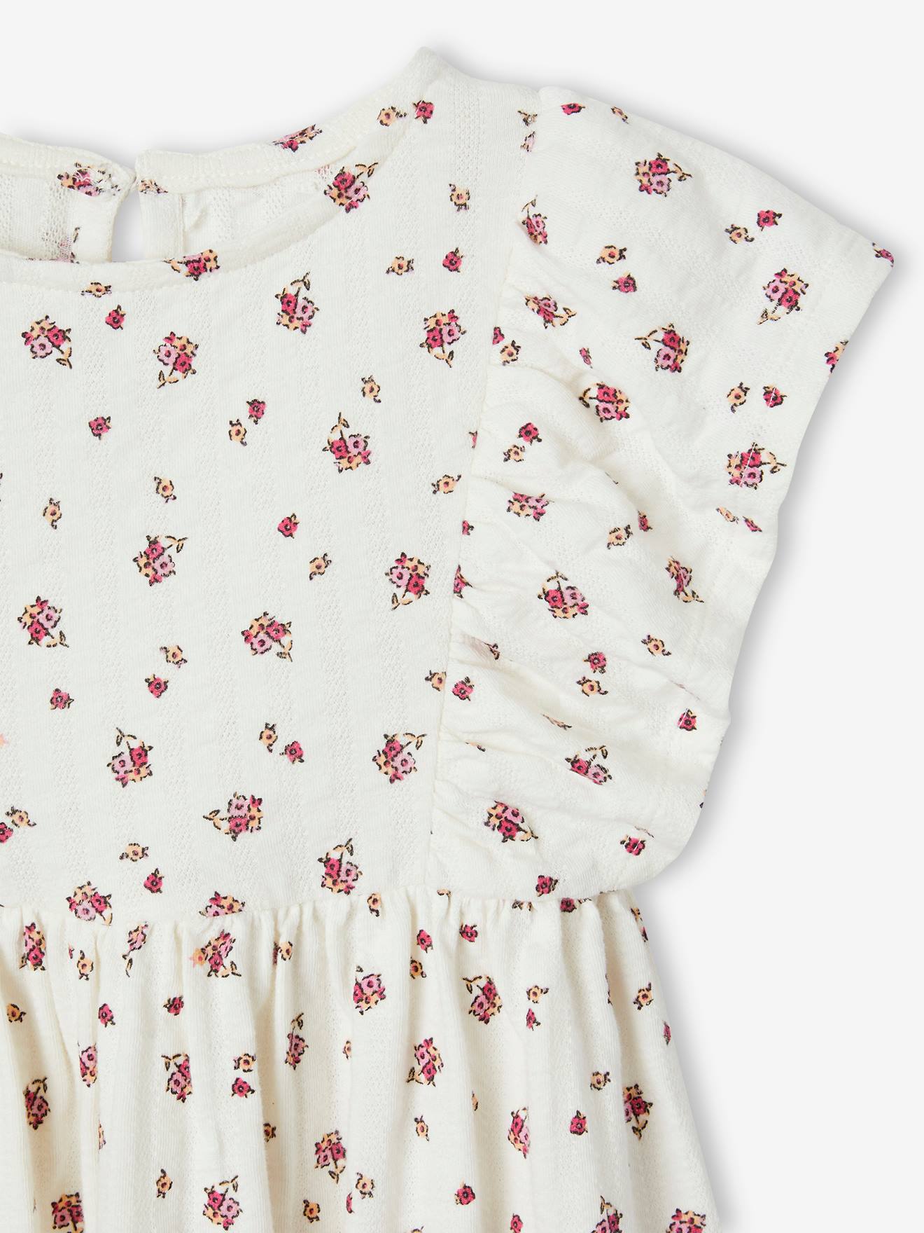 Vertbaudet Mädchen Kleid mit Reliefstruktur Oeko-Tex - mandarine