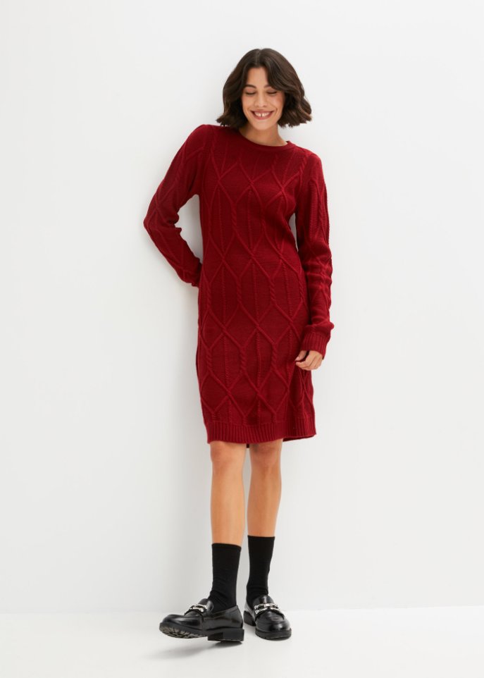Strickkleid mit Zopfmuster